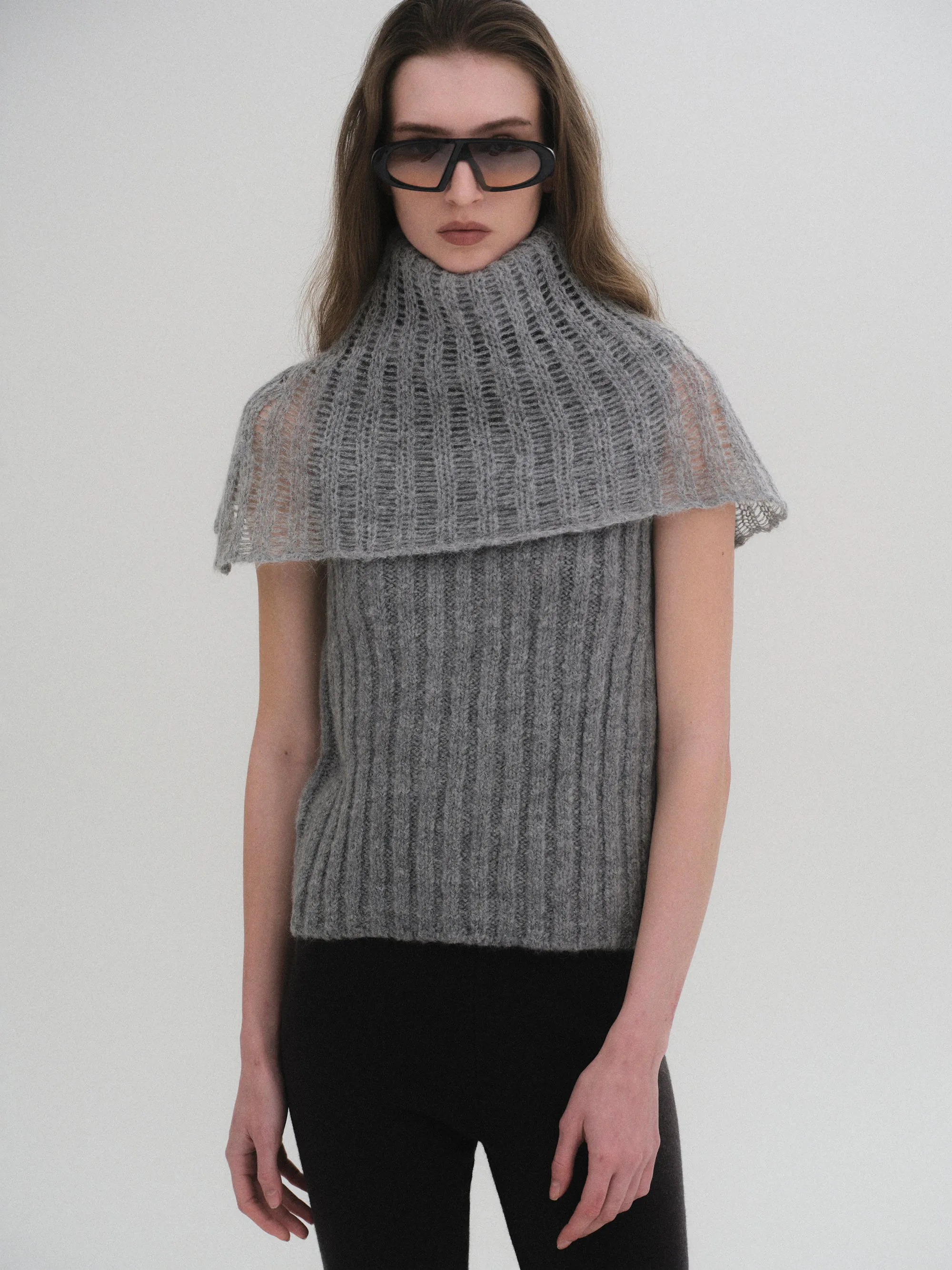 Neck Warmer Knit Top, Grey sold by Source Unknown product image thumbnail 4