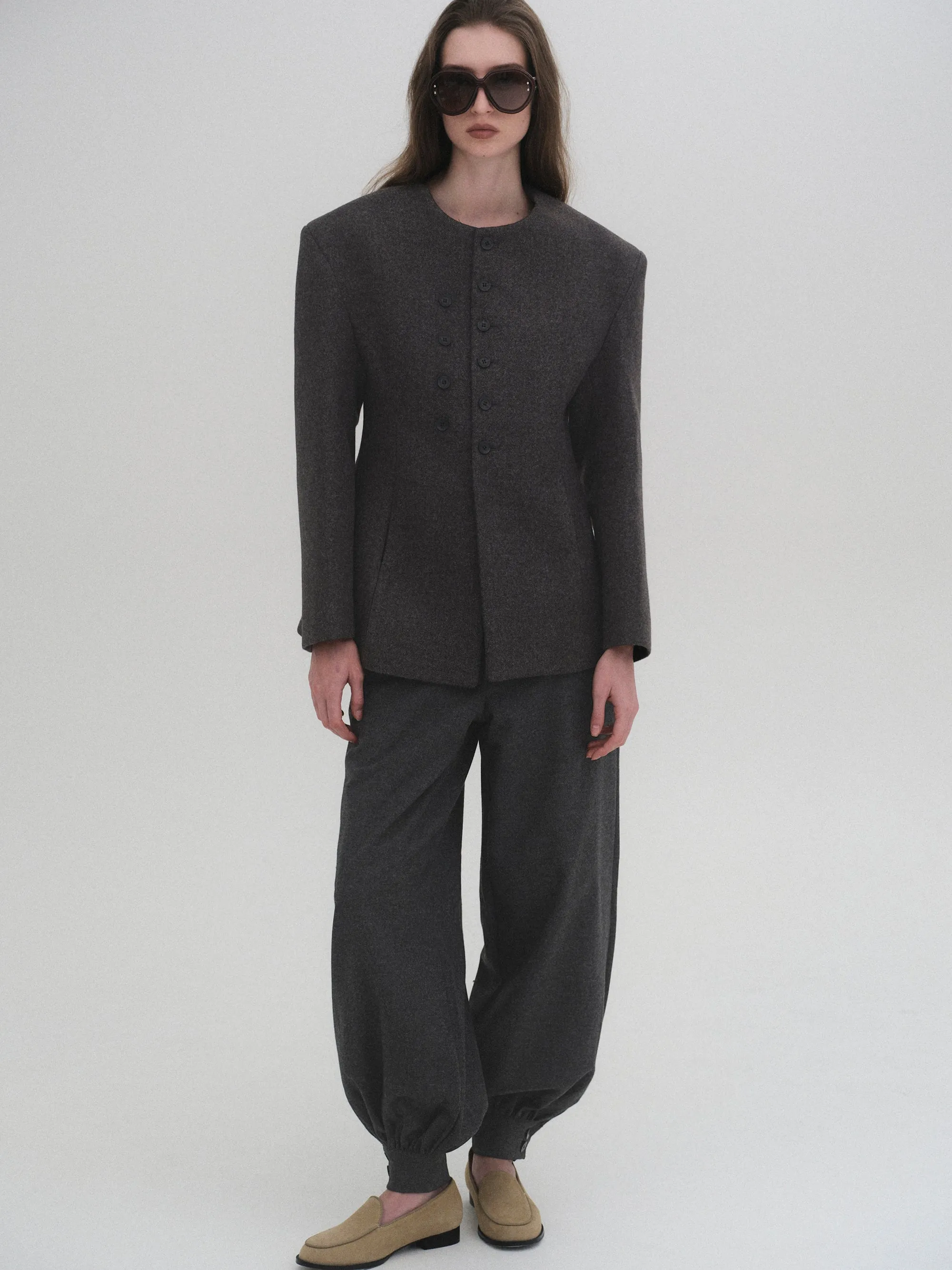 Double Breasted Hourglass Jacket, Charcoal sold by Source Unknown product image thumbnail 3