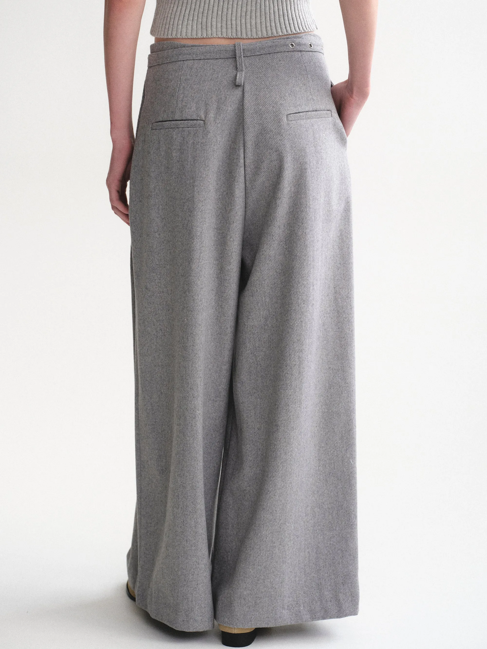 Belted Wool Trousers, Grey sold by Source Unknown product image thumbnail 4