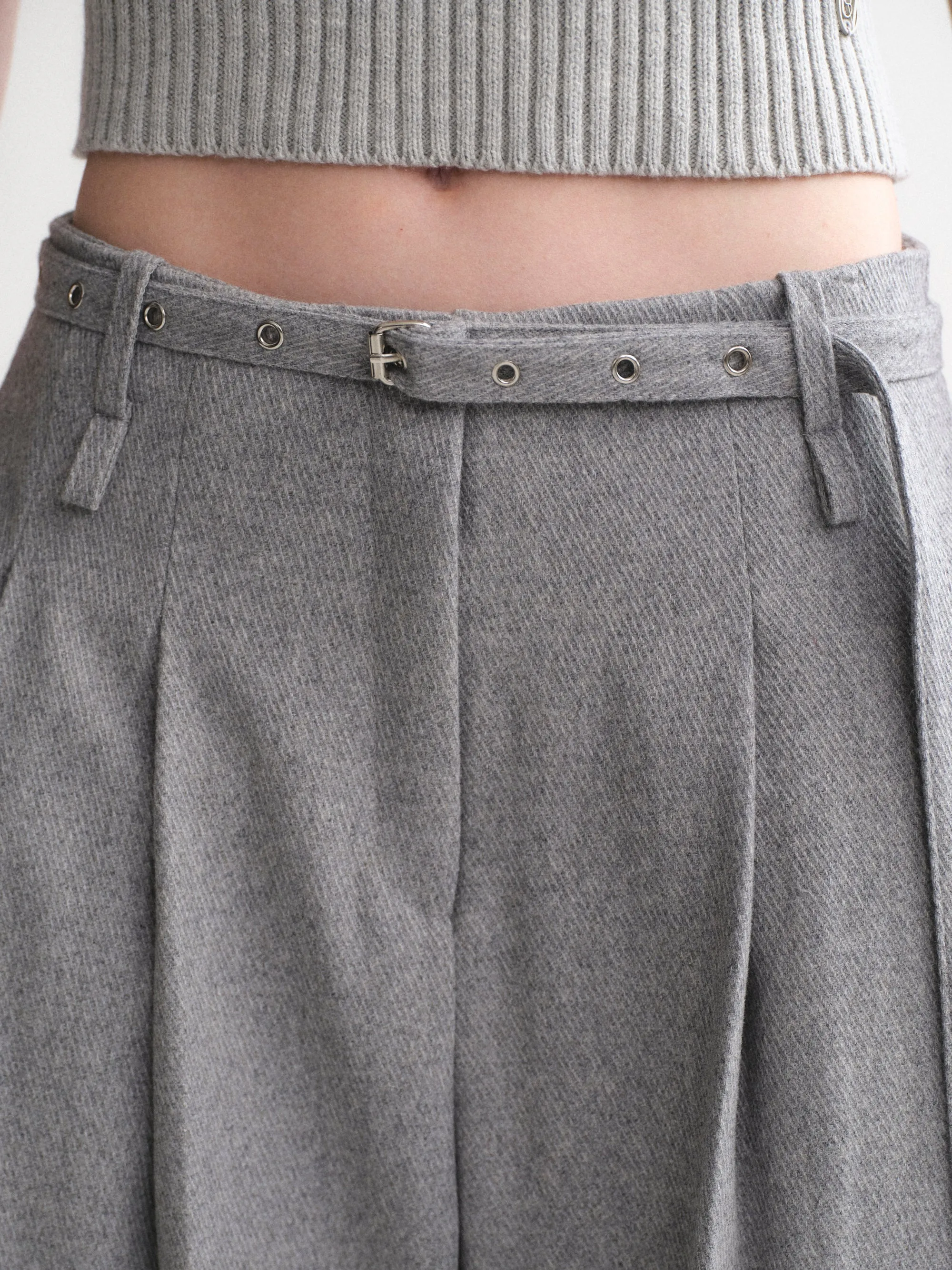 Belted Wool Trousers, Grey sold by Source Unknown product image thumbnail 2