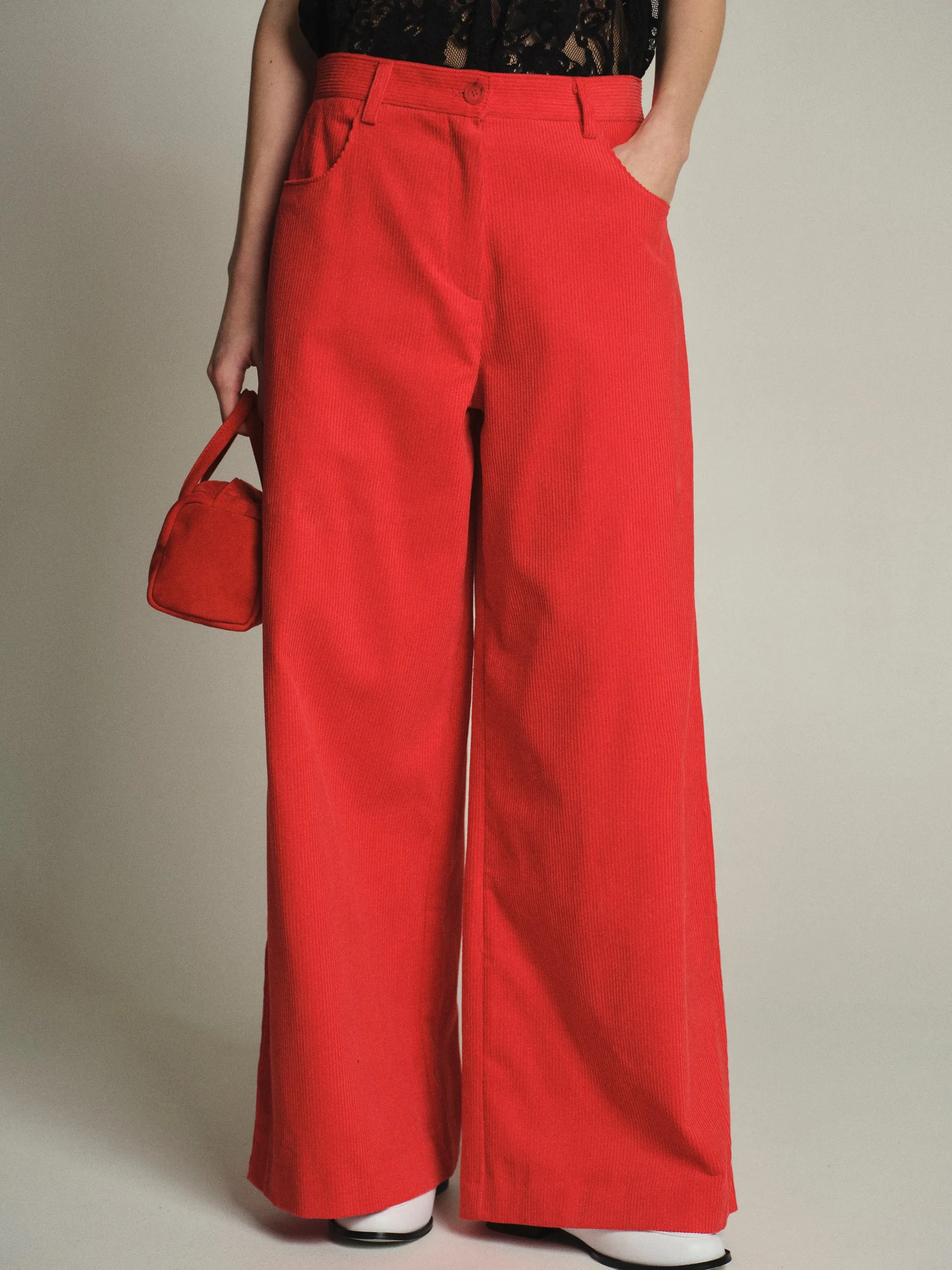 Wide-Leg Corduroy Trousers, Red sold by Source Unknown product image thumbnail 2