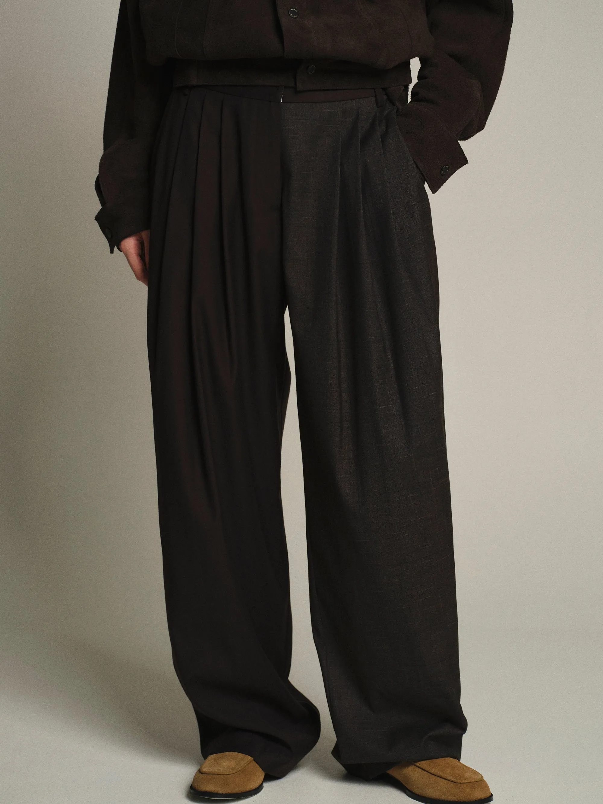 Combination Pleated Trousers, Brown sold by Source Unknown product image thumbnail 4