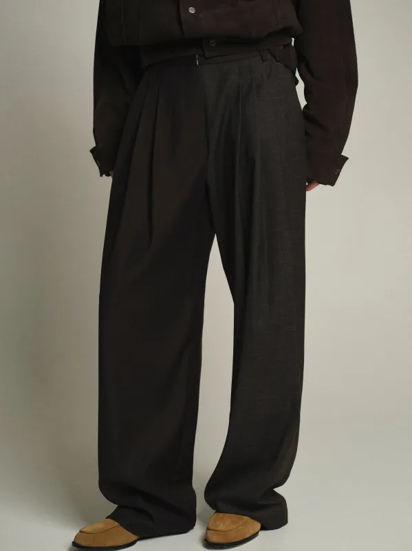 Combination Pleated Trousers, Brown sold by Source Unknown