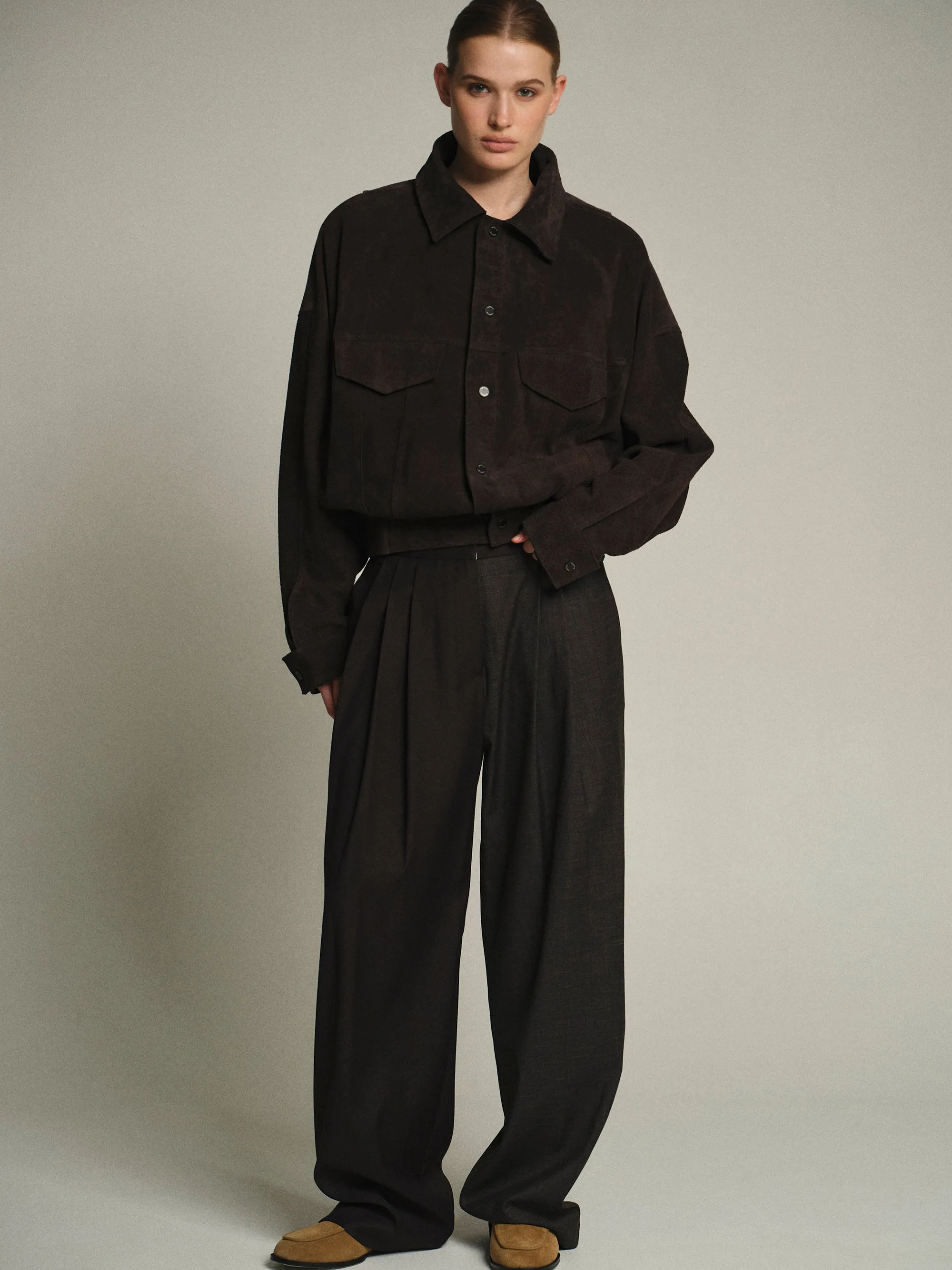 Combination Pleated Trousers, Brown sold by Source Unknown product image thumbnail 3