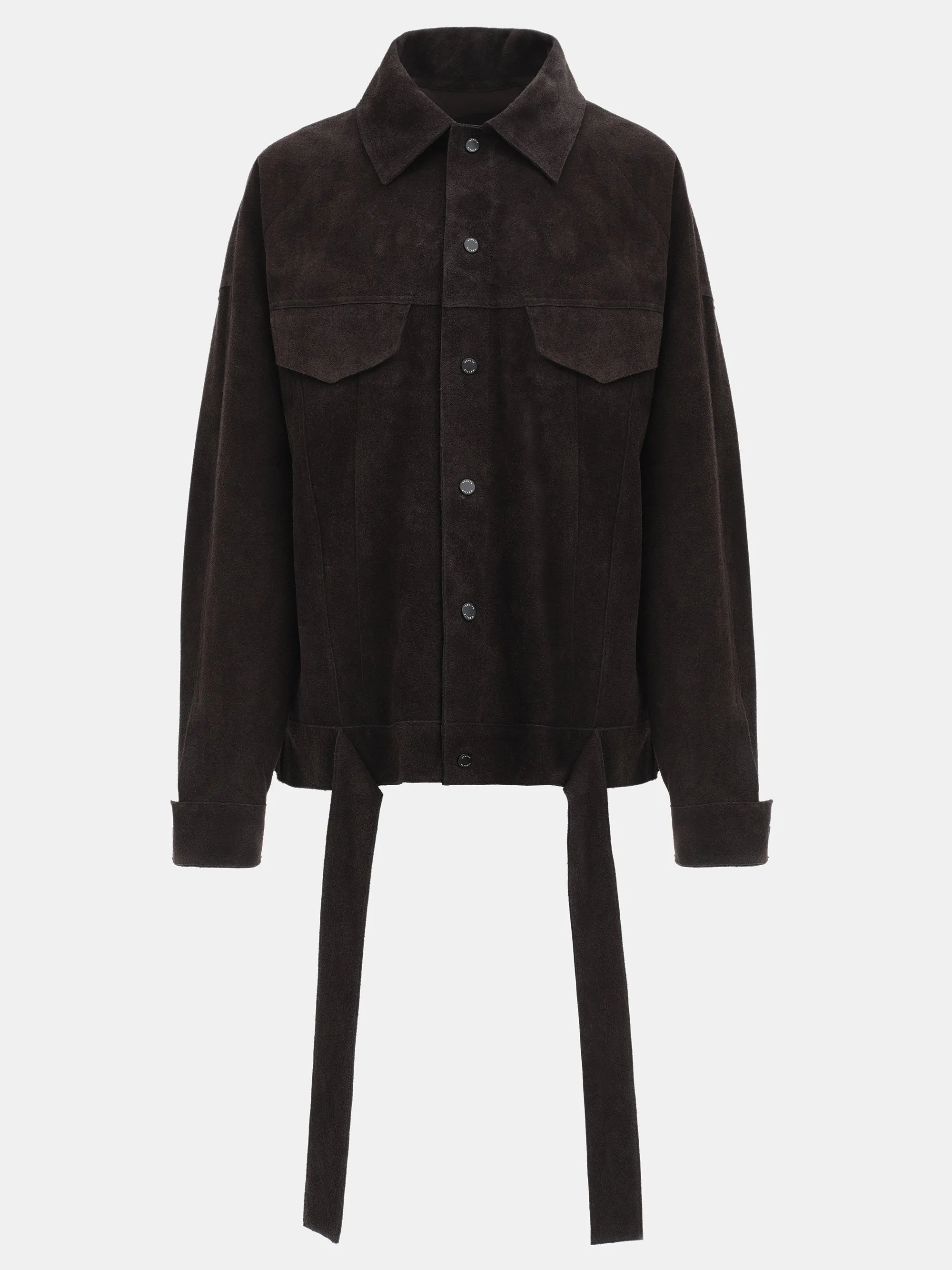 Belted Suede Leather Jacket, Chocolate sold by Source Unknown product image thumbnail 4