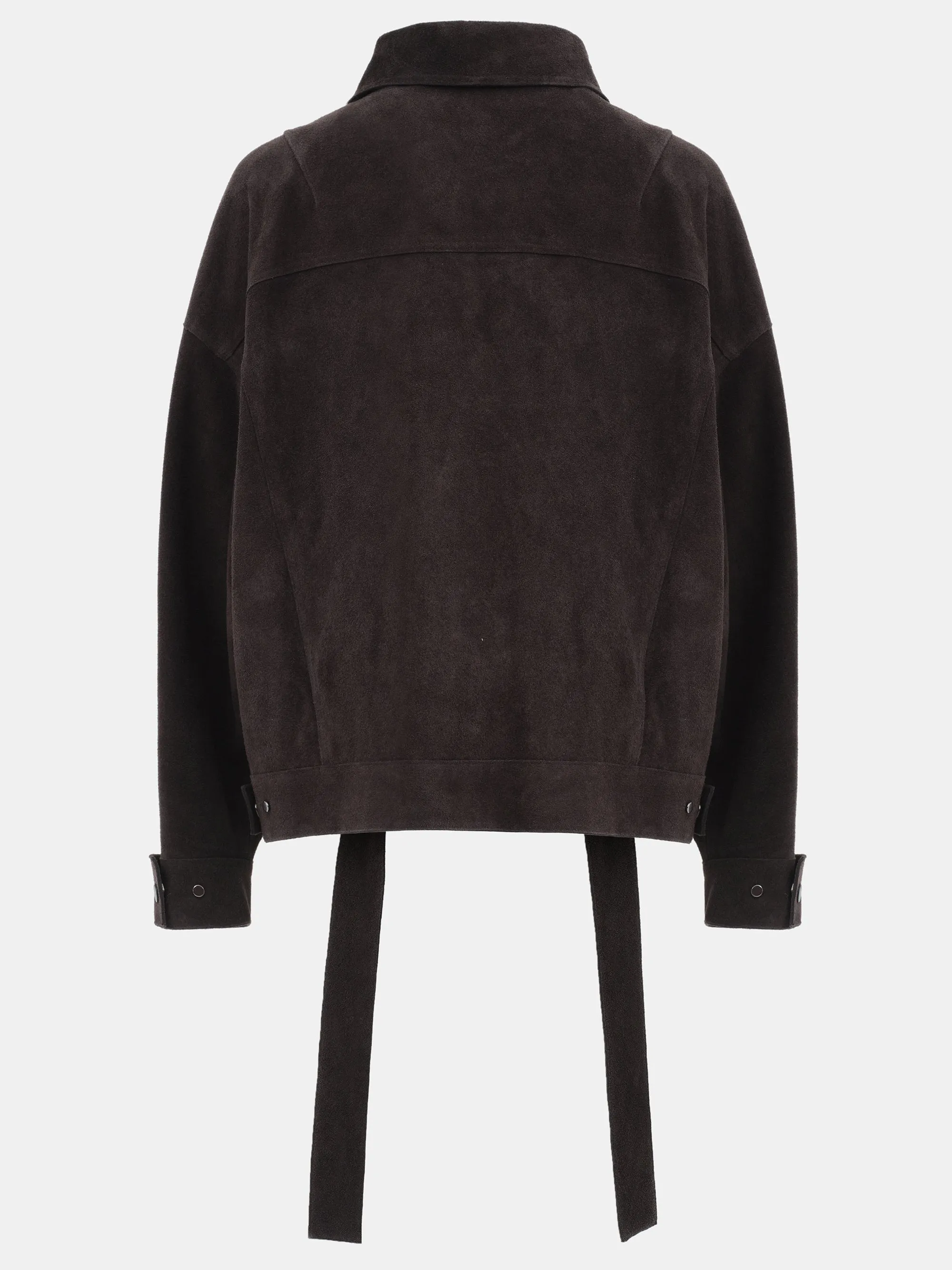 Belted Suede Leather Jacket, Chocolate sold by Source Unknown product image thumbnail 5