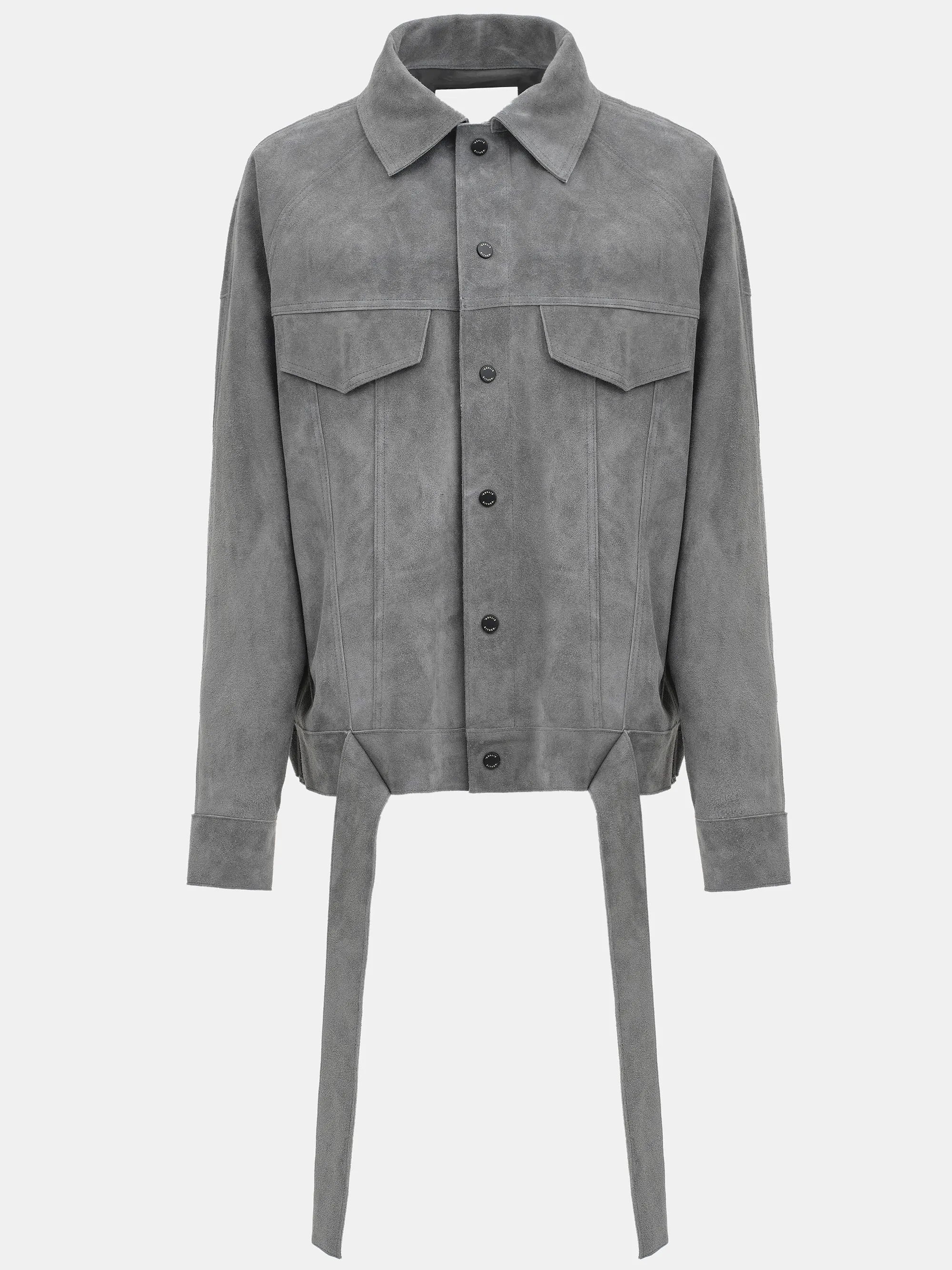 Belted Suede Leather Jacket, Grey sold by Source Unknown product image thumbnail 4
