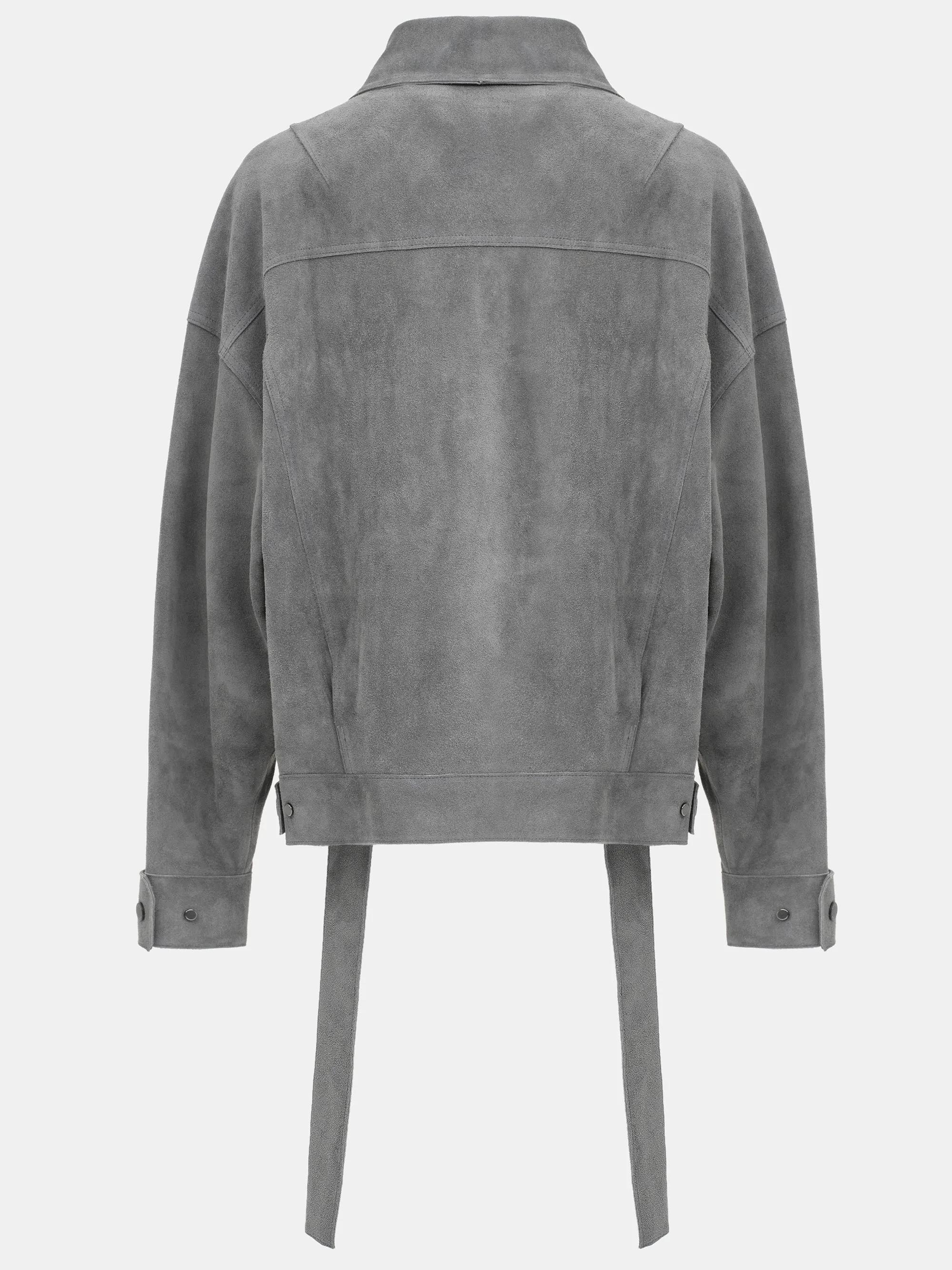 Belted Suede Leather Jacket, Grey sold by Source Unknown product image thumbnail 5