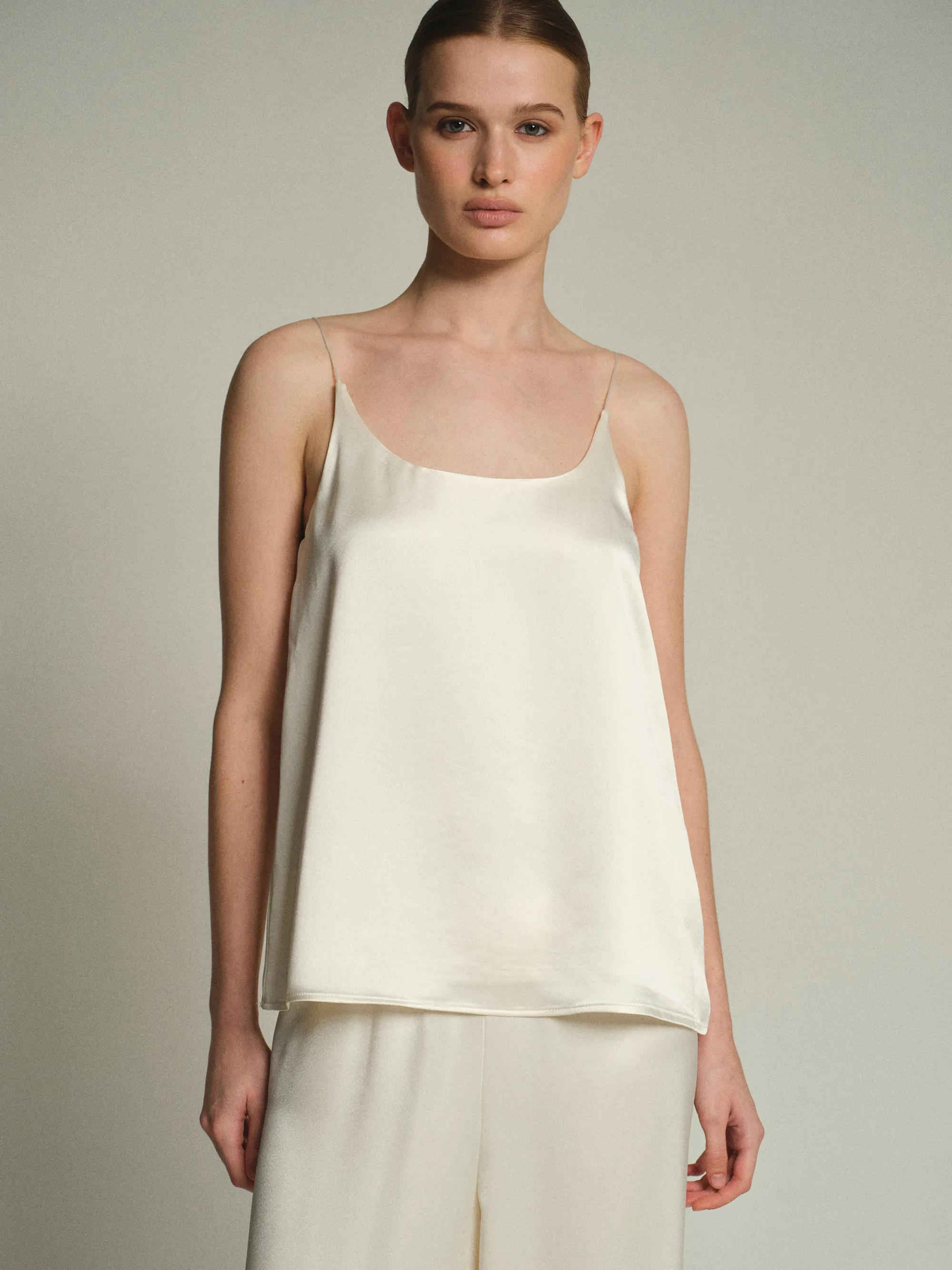 Satin Effect Tank Top, Pearl sold by Source Unknown