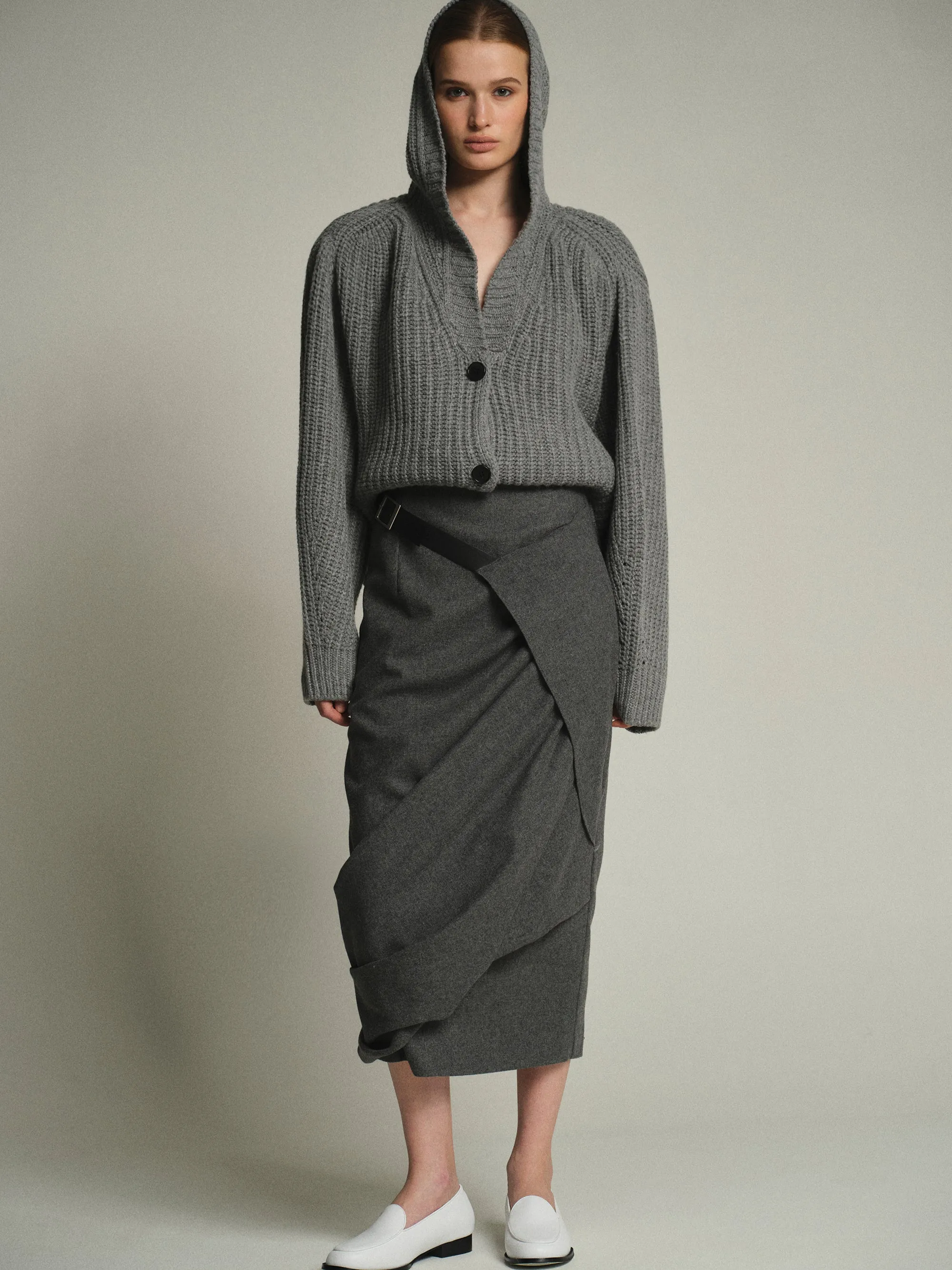 Draped Belted Skirt, Grey sold by Source Unknown product image thumbnail 3