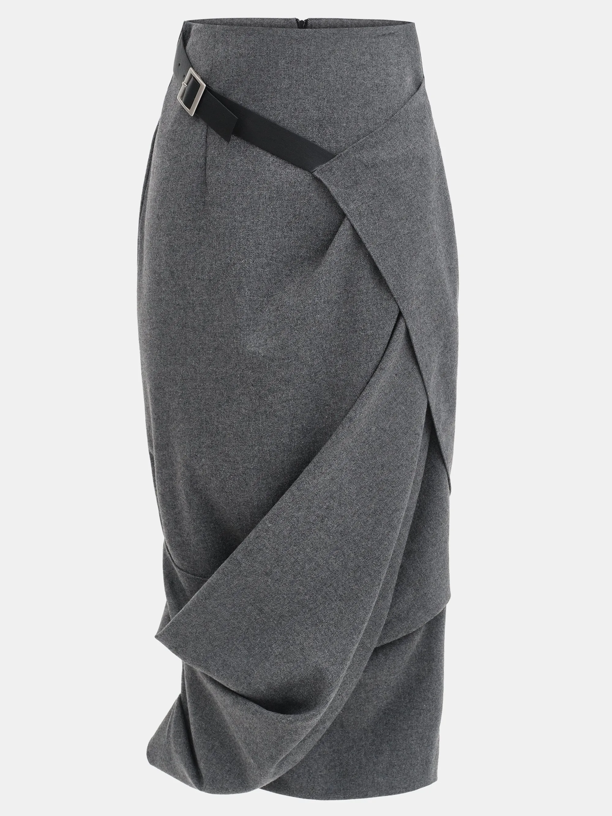 Draped Belted Skirt, Grey sold by Source Unknown product image thumbnail 2