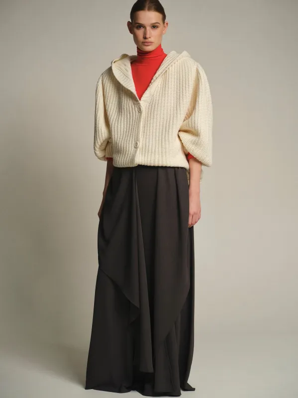 Rib Knit Hooded Cardigan, Ivory sold by Source Unknown