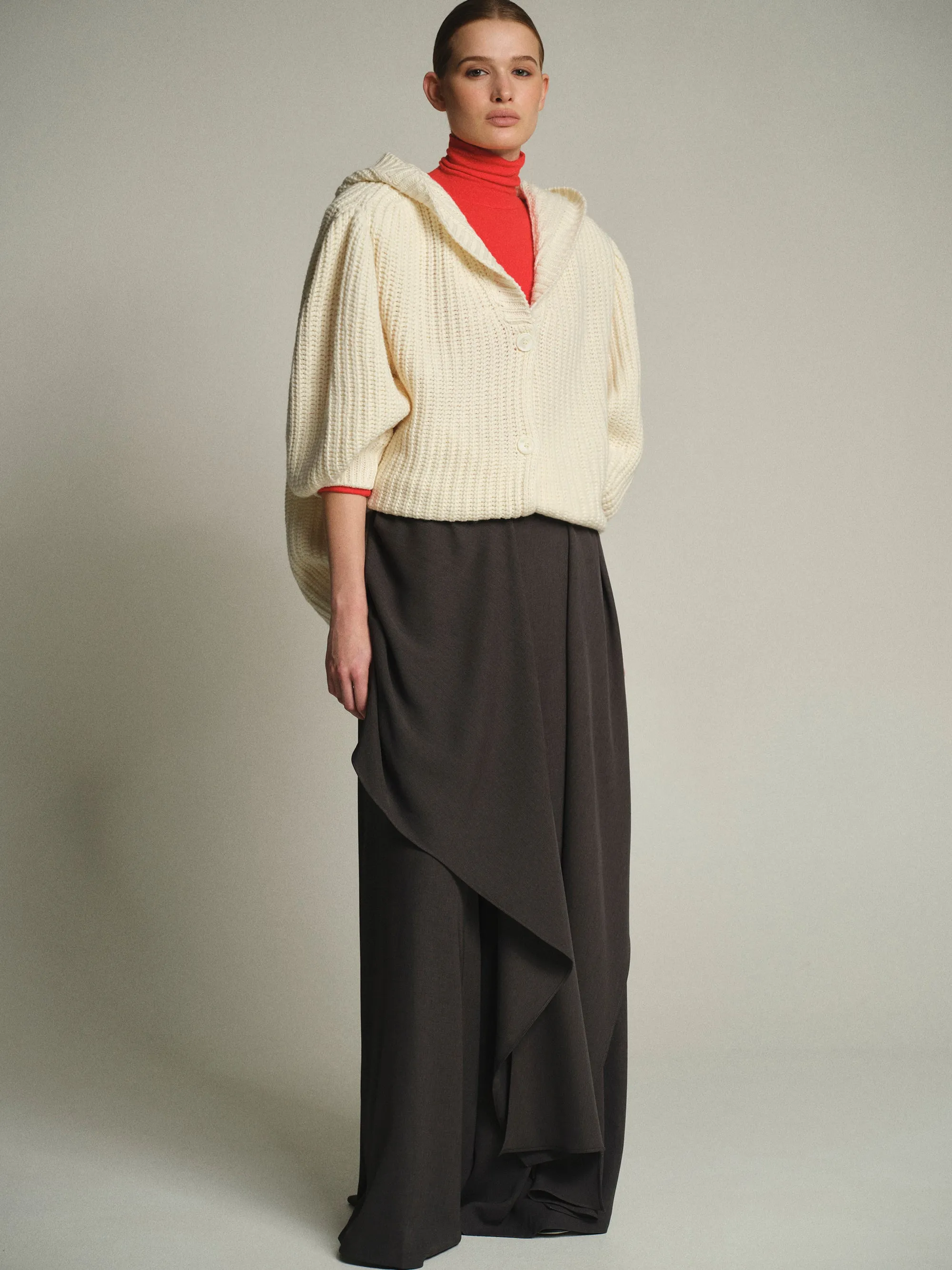 Rib Knit Hooded Cardigan, Ivory sold by Source Unknown product image thumbnail 3