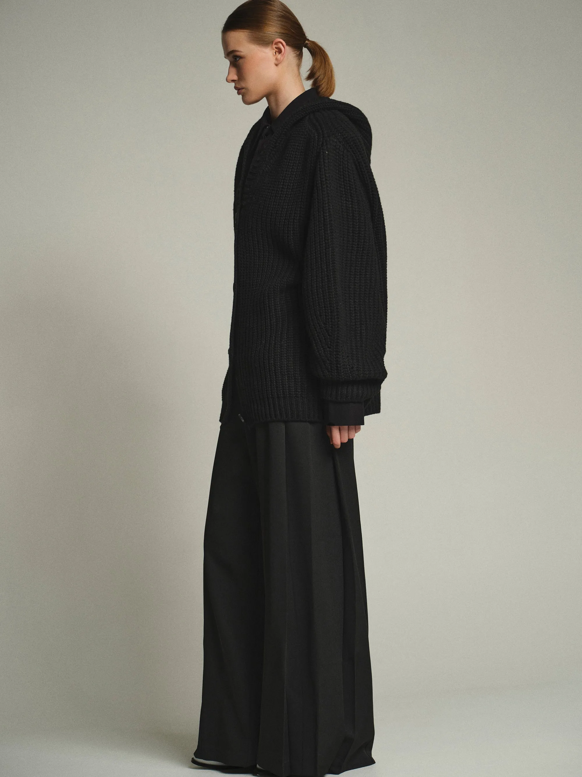 Rib Knit Hooded Cardigan, Black sold by Source Unknown product image thumbnail 3