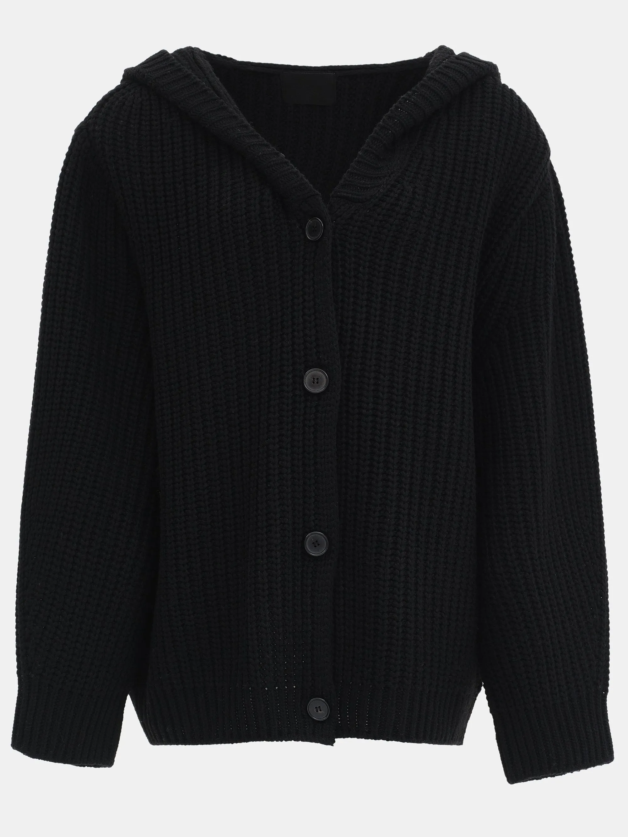 Rib Knit Hooded Cardigan, Black sold by Source Unknown product image thumbnail 5