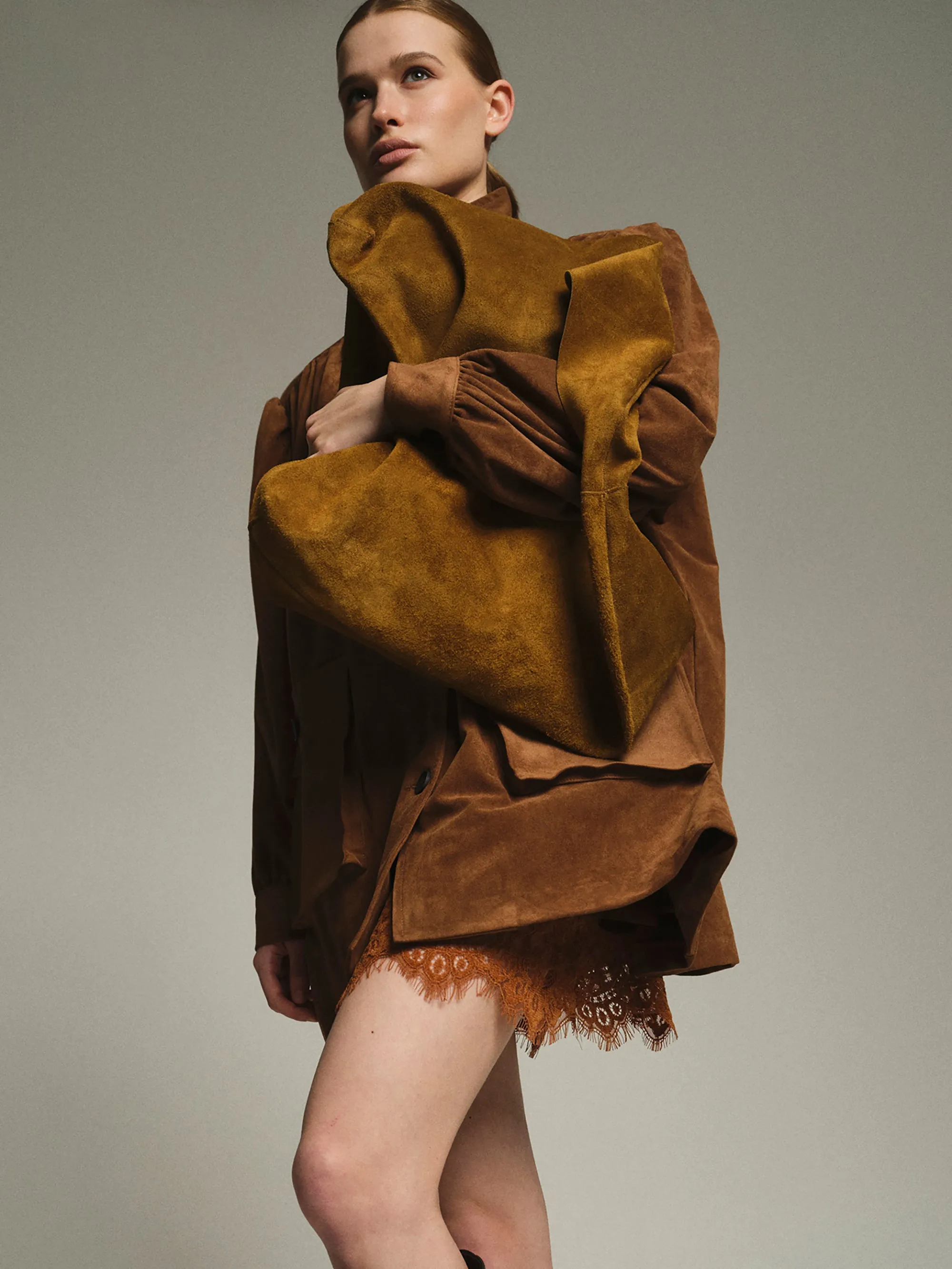 Suede Hobo Bag, Camel sold by Source Unknown