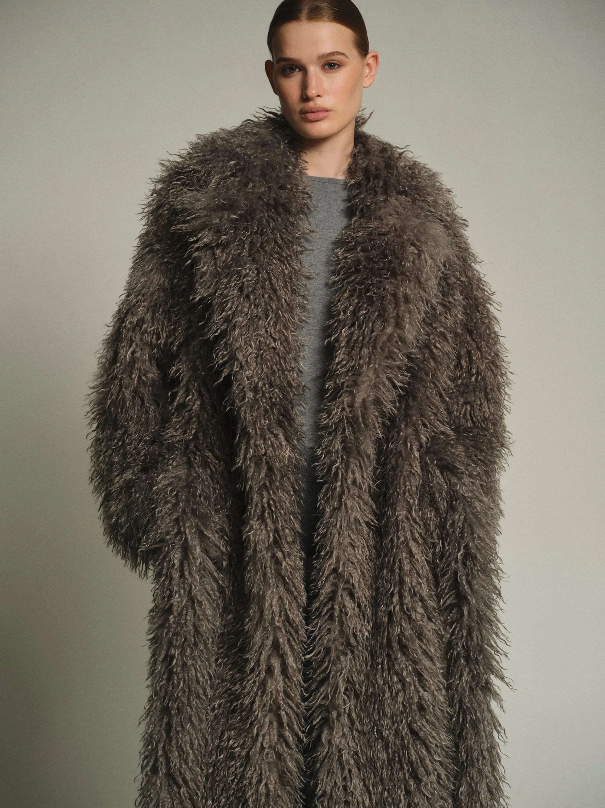 Long Belted Plush Coat, Sage sold by Source Unknown product image thumbnail 3