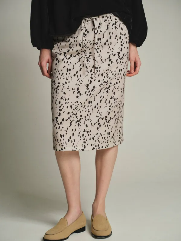 Printed Drawstring Skirt, Ivory sold by Source Unknown