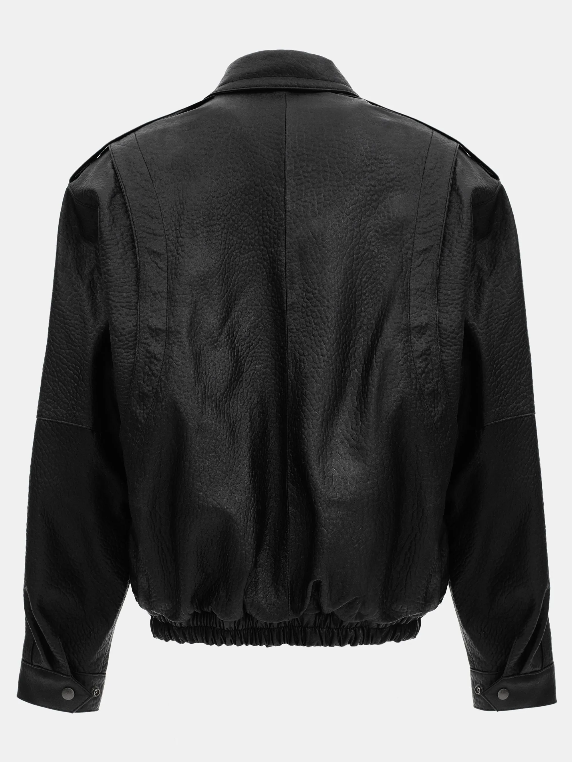 Boxy Leather Bomber Jacket, Black sold by Source Unknown product image thumbnail 5