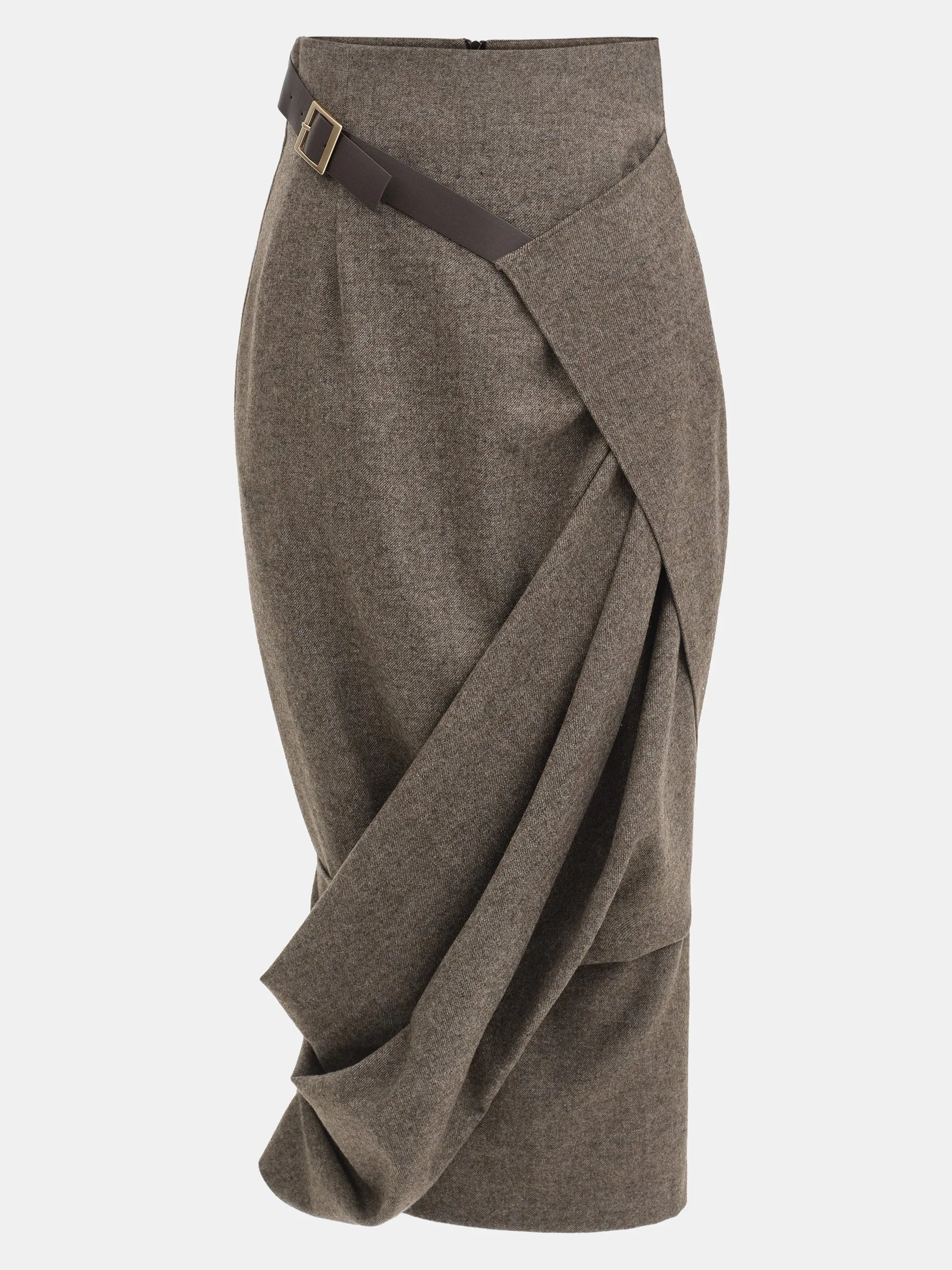 Draped Belted Skirt, Brown sold by Source Unknown product image thumbnail 5