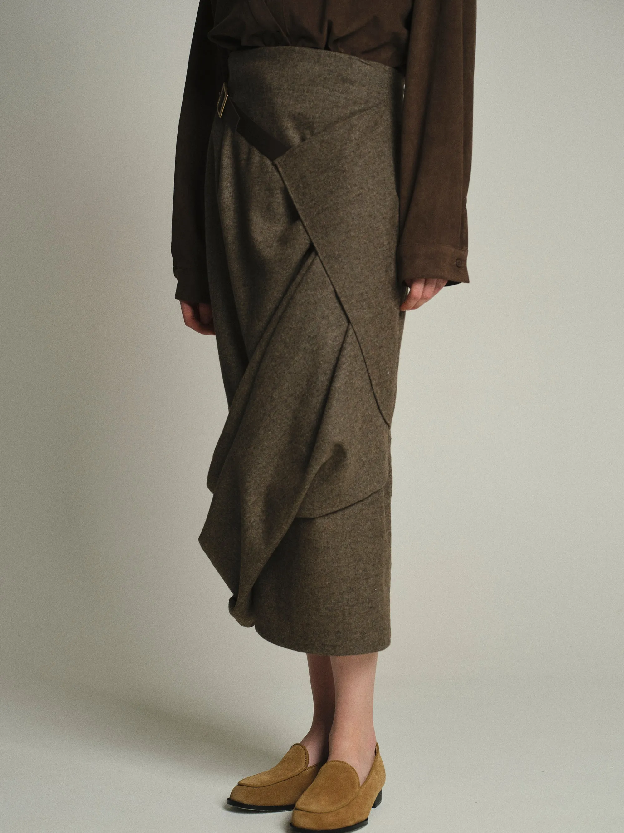 Draped Belted Skirt, Brown sold by Source Unknown product image thumbnail 2