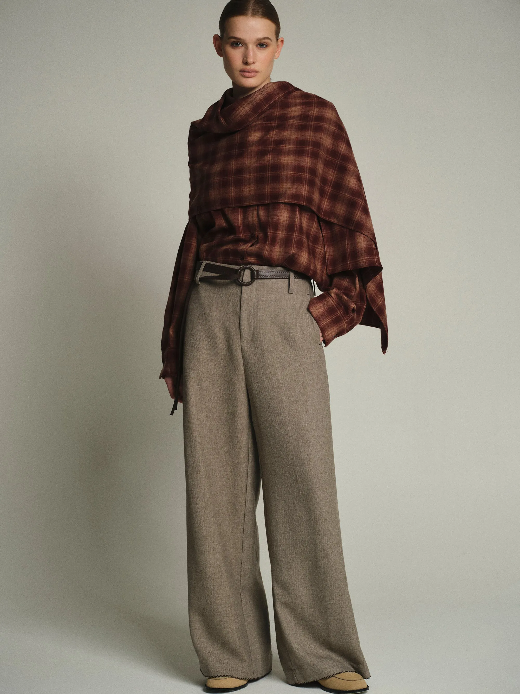 Cord-Belt Wool Trousers, Brown sold by Source Unknown product image thumbnail 3