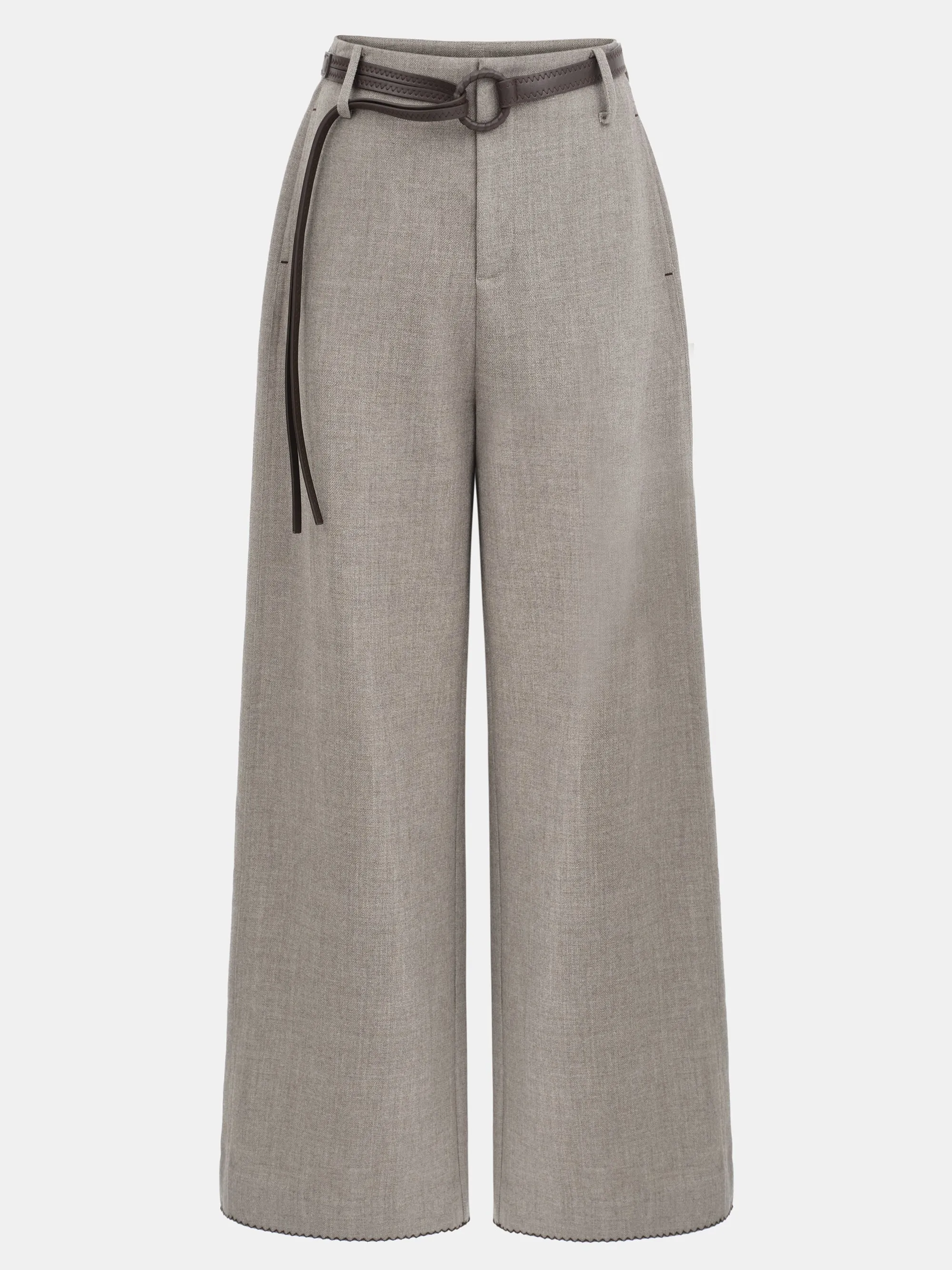 Cord-Belt Wool Trousers, Brown sold by Source Unknown product image thumbnail 5