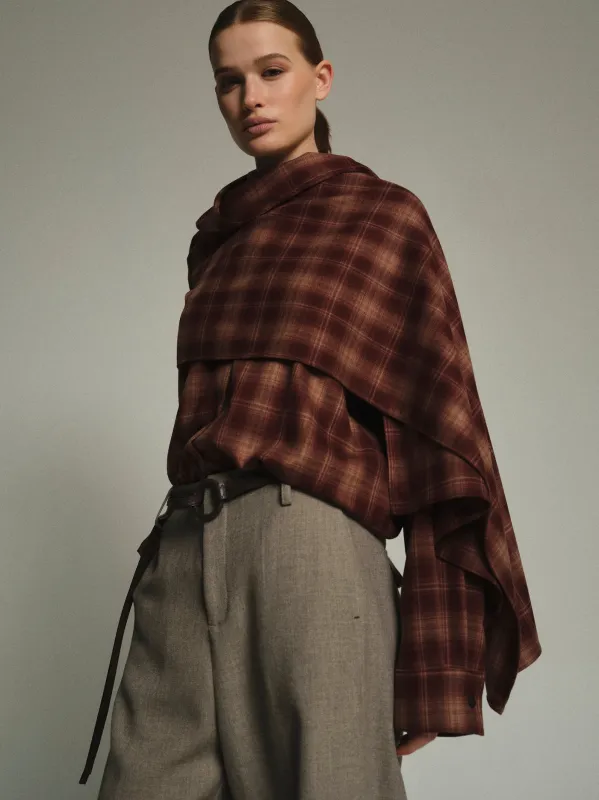 Plaid Scarf Shirt, Sienna made by Source Unknown
