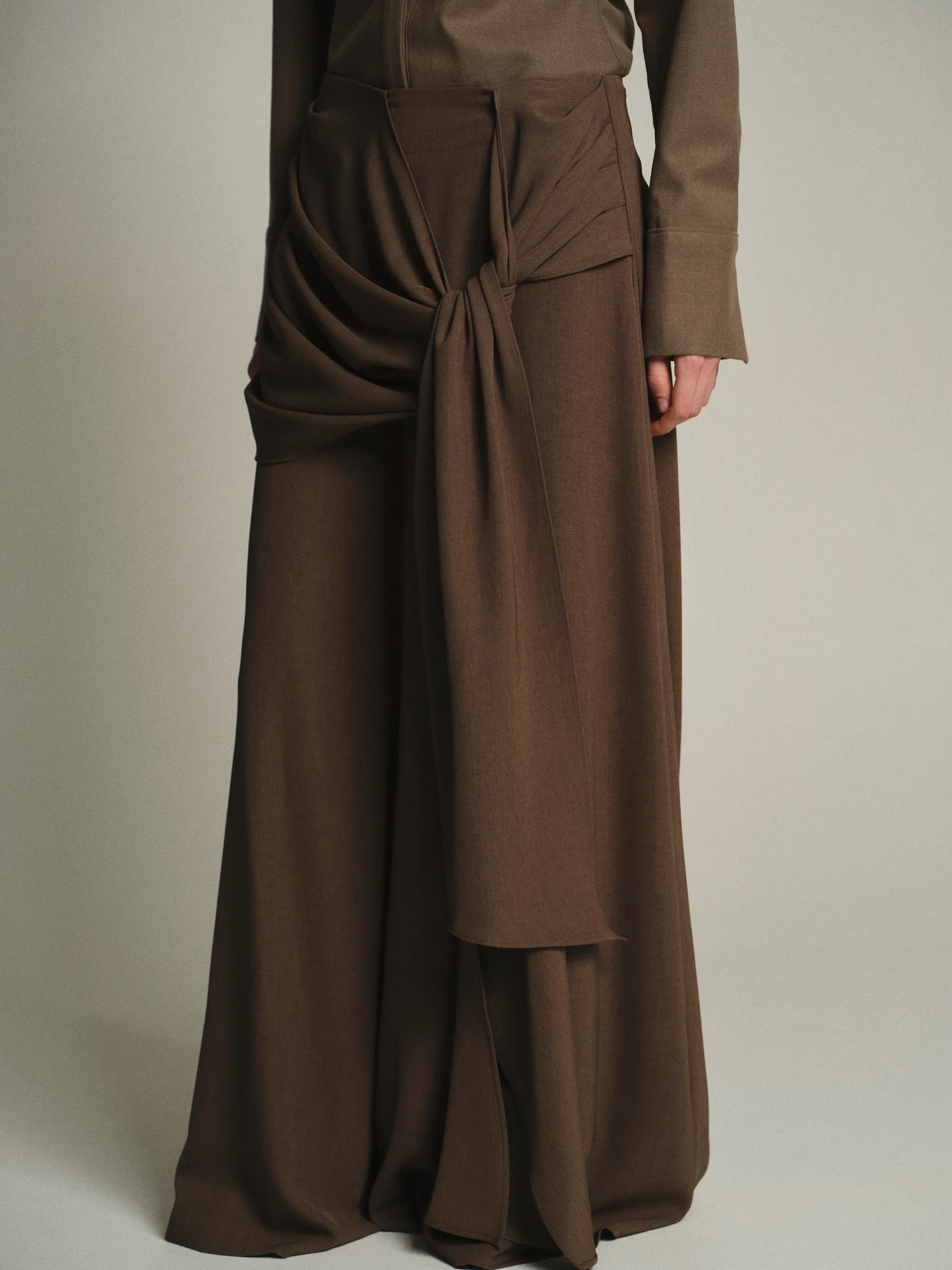 Draped Tie-Waist Trousers, Brown sold by Source Unknown product image thumbnail 2