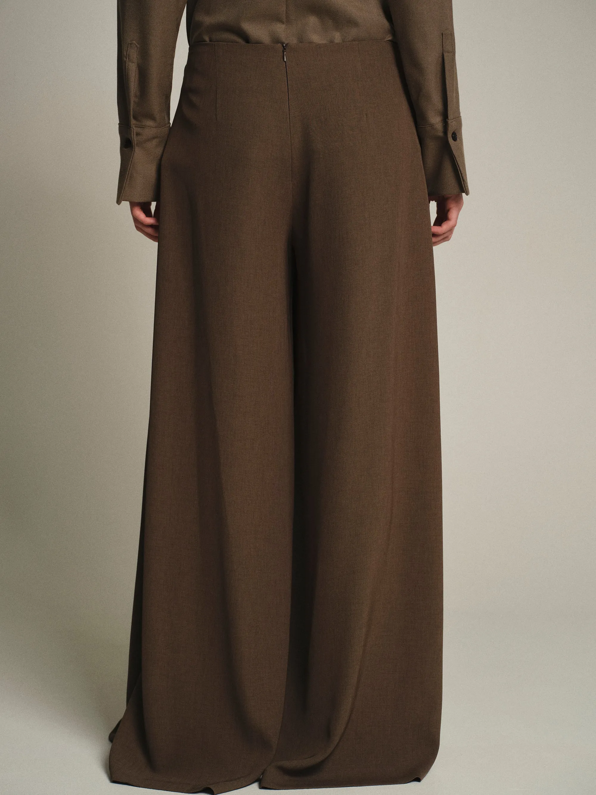 Draped Tie-Waist Trousers, Brown sold by Source Unknown product image thumbnail 5