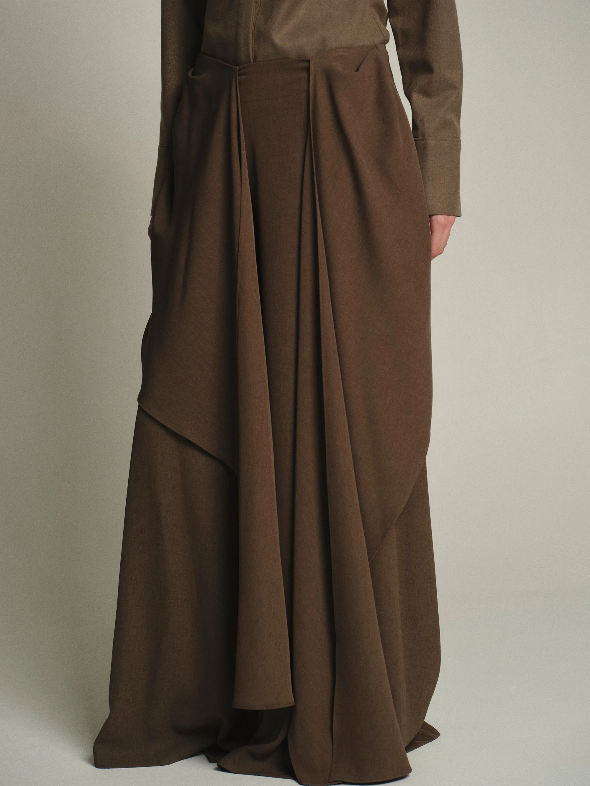 Draped Tie-Waist Trousers, Brown sold by Source Unknown product image thumbnail 3