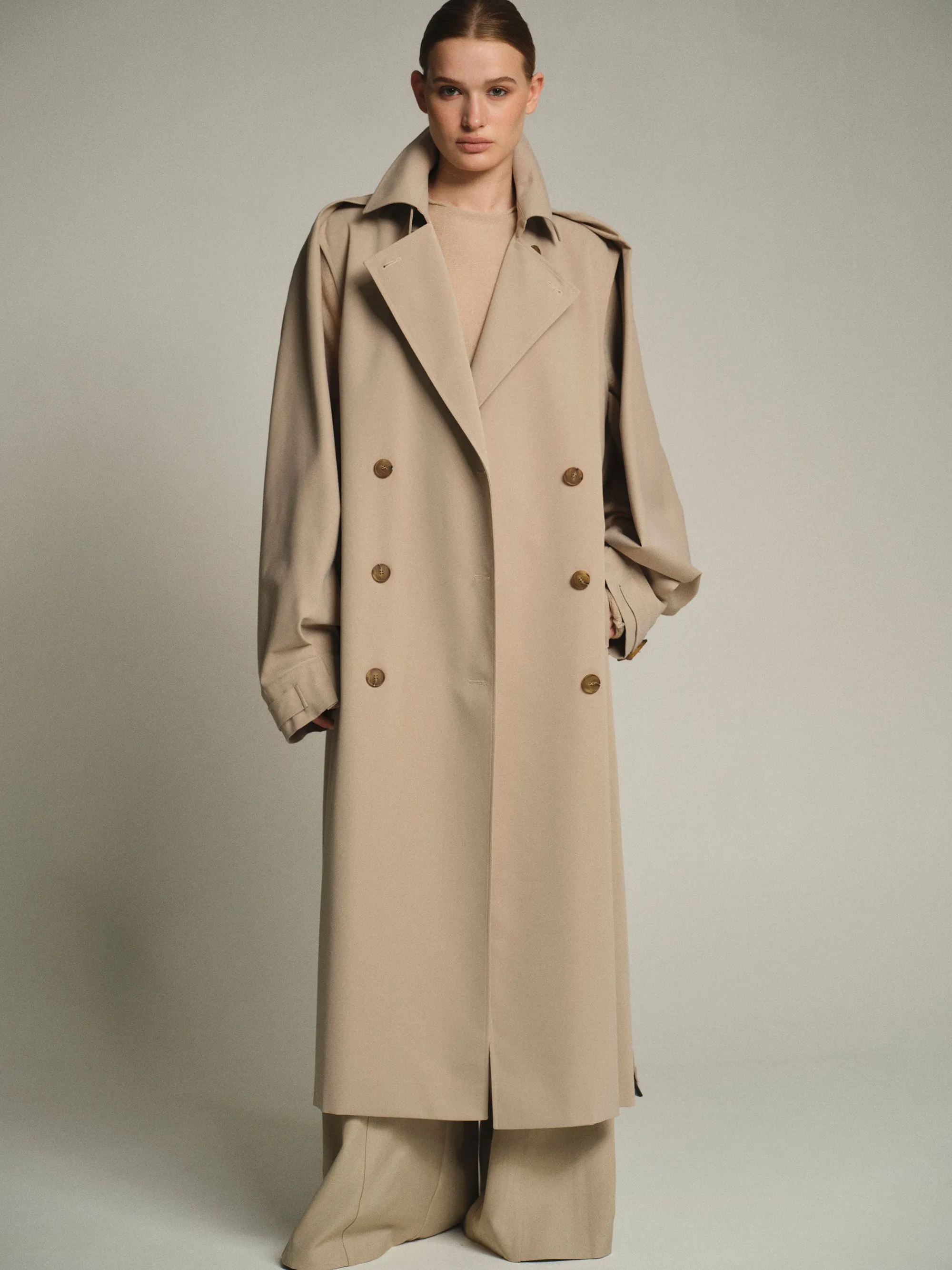 Slit Sleeve Trench Coat, Beige sold by Source Unknown product image thumbnail 2