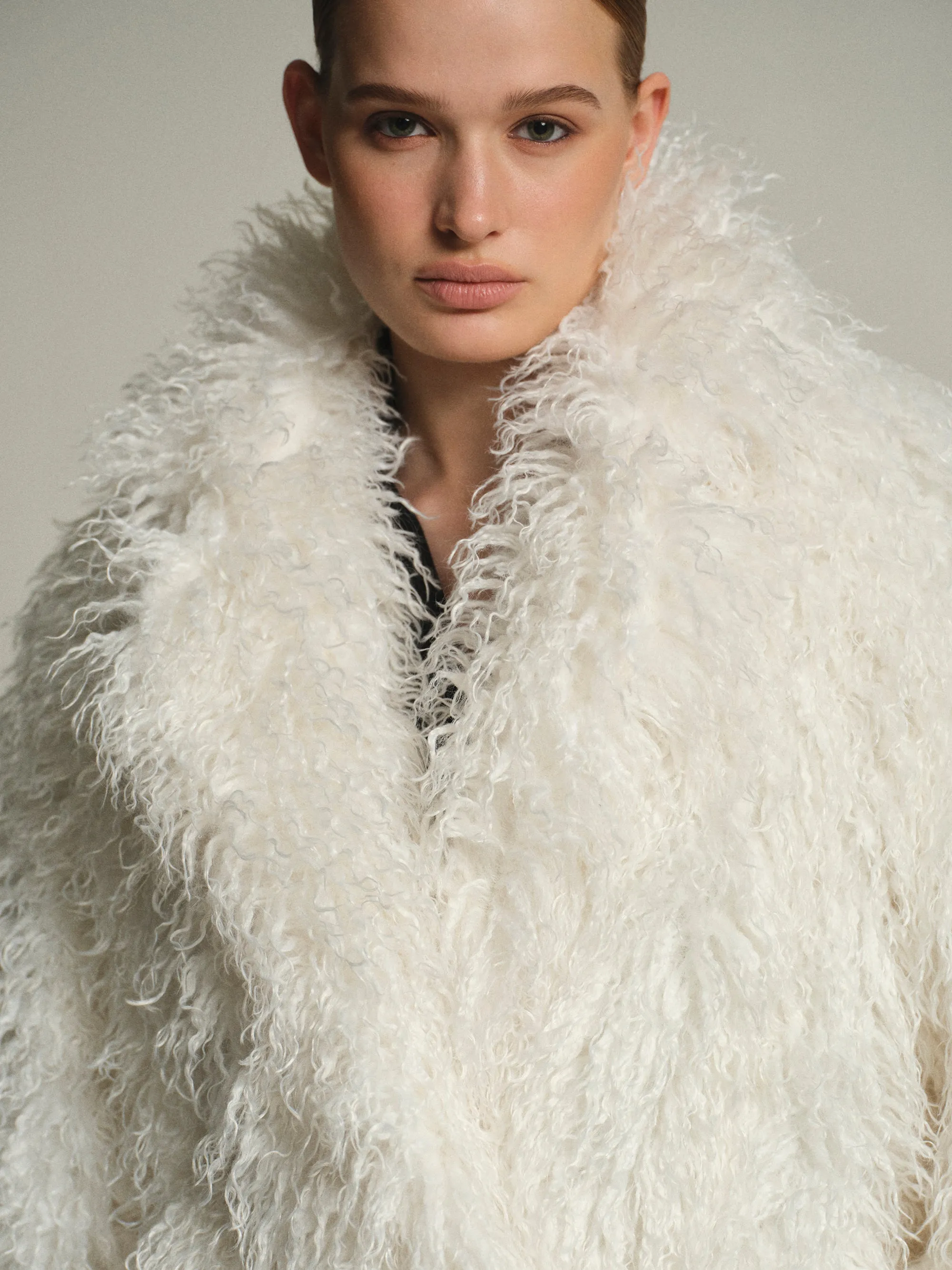 Long Belted Plush Coat, White sold by Source Unknown product image thumbnail 2