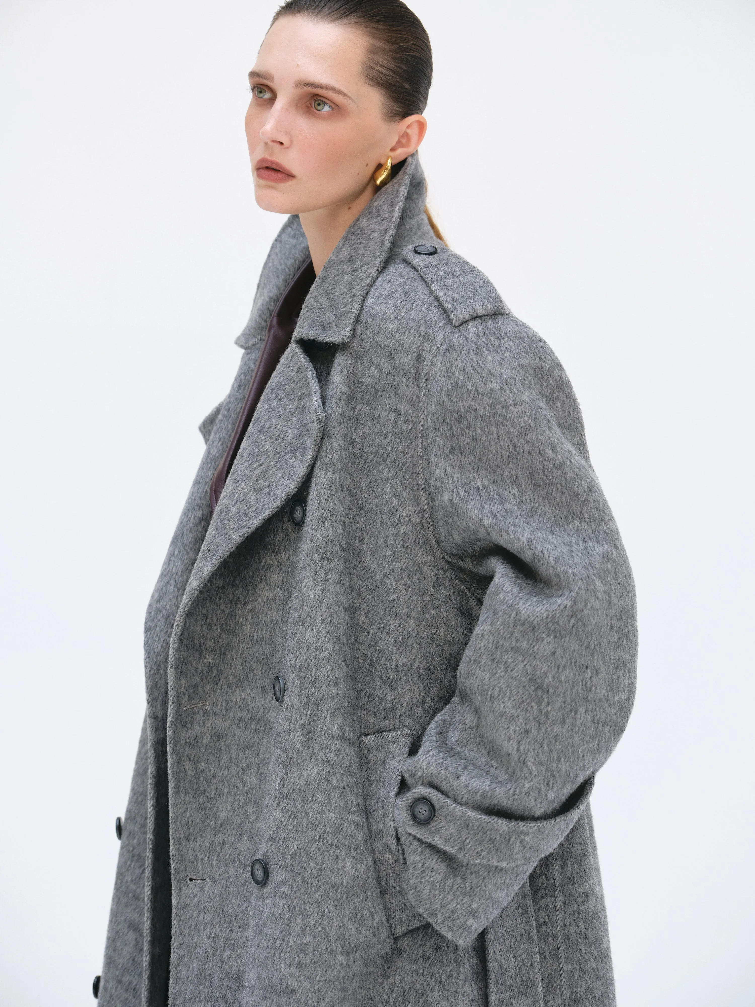 Oversized Wool Trench Coat, Grey sold by Source Unknown product image thumbnail 3