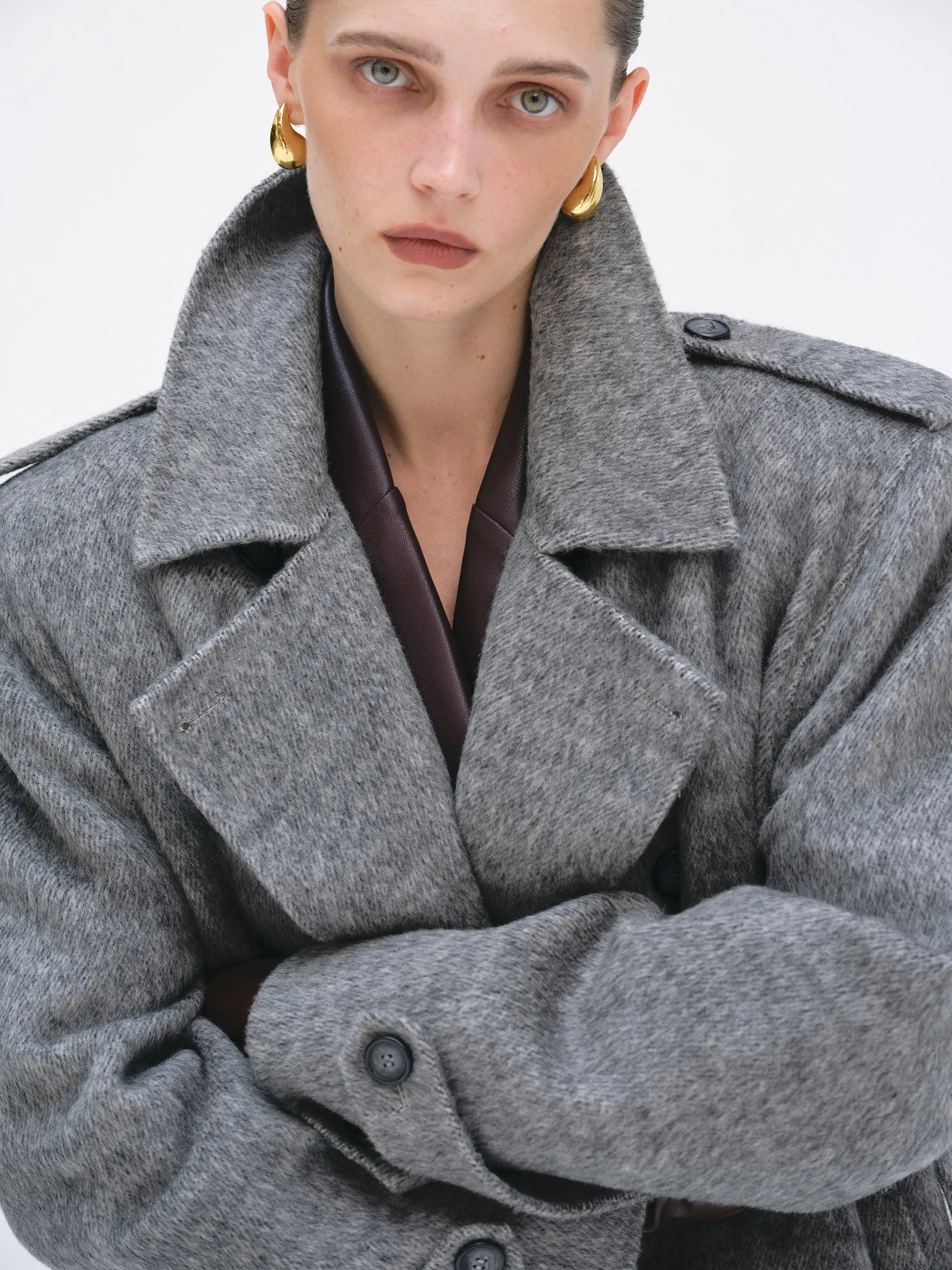 Oversized Wool Trench Coat, Grey sold by Source Unknown product image thumbnail 2