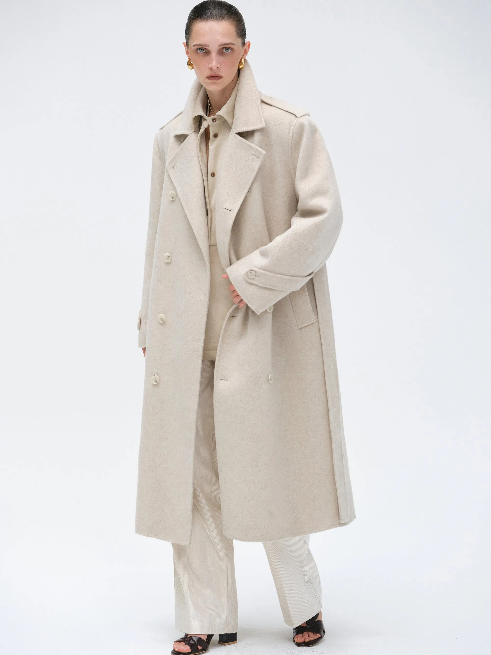 Oversized Wool Trench Coat, Birch sold by Source Unknown product image thumbnail 3