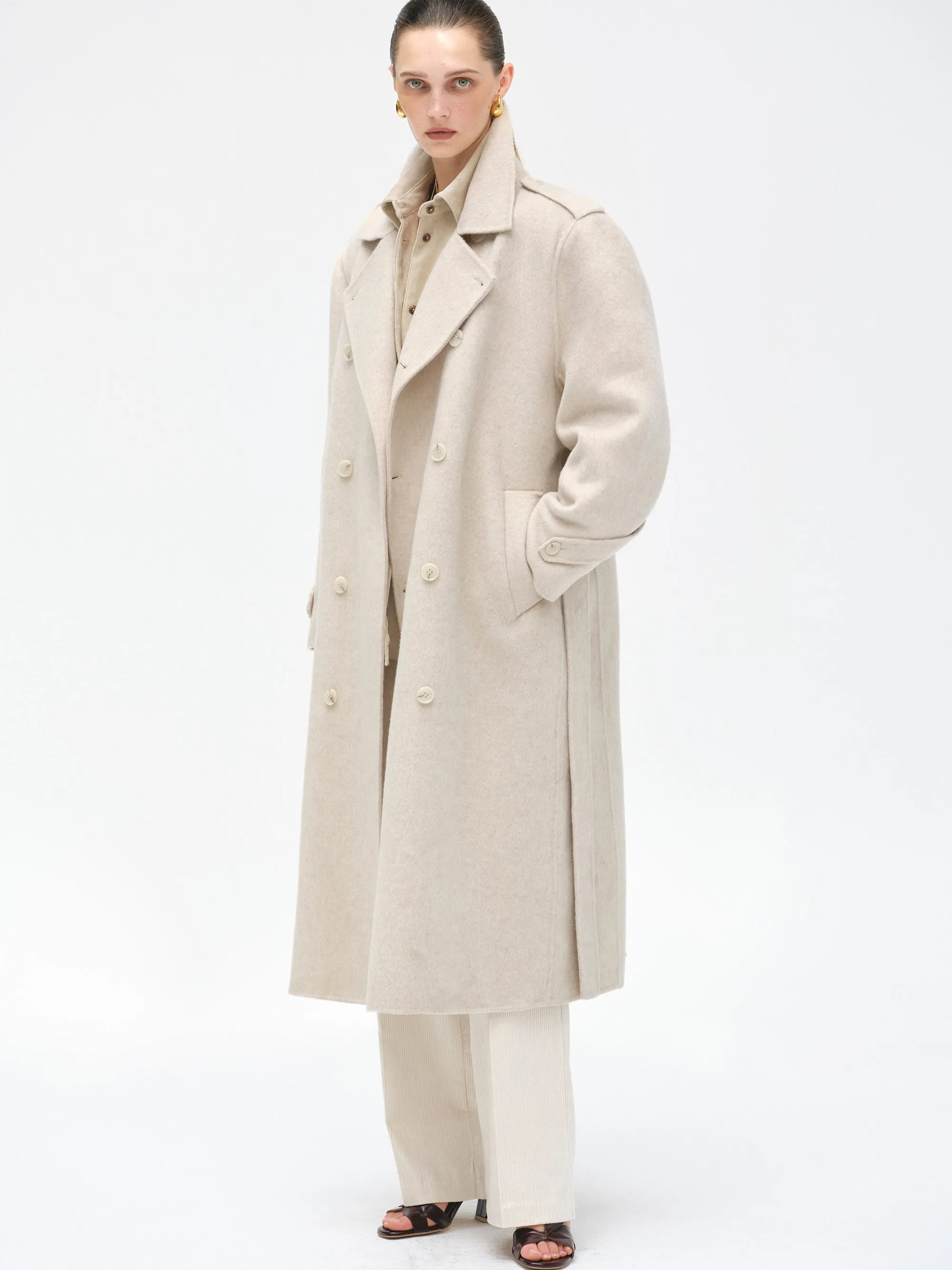 Oversized Wool Trench Coat, Birch sold by Source Unknown product image thumbnail 5