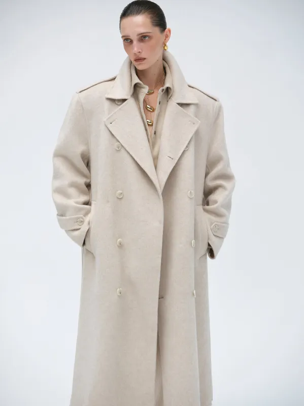 Oversized Wool Trench Coat, Birch sold by Source Unknown