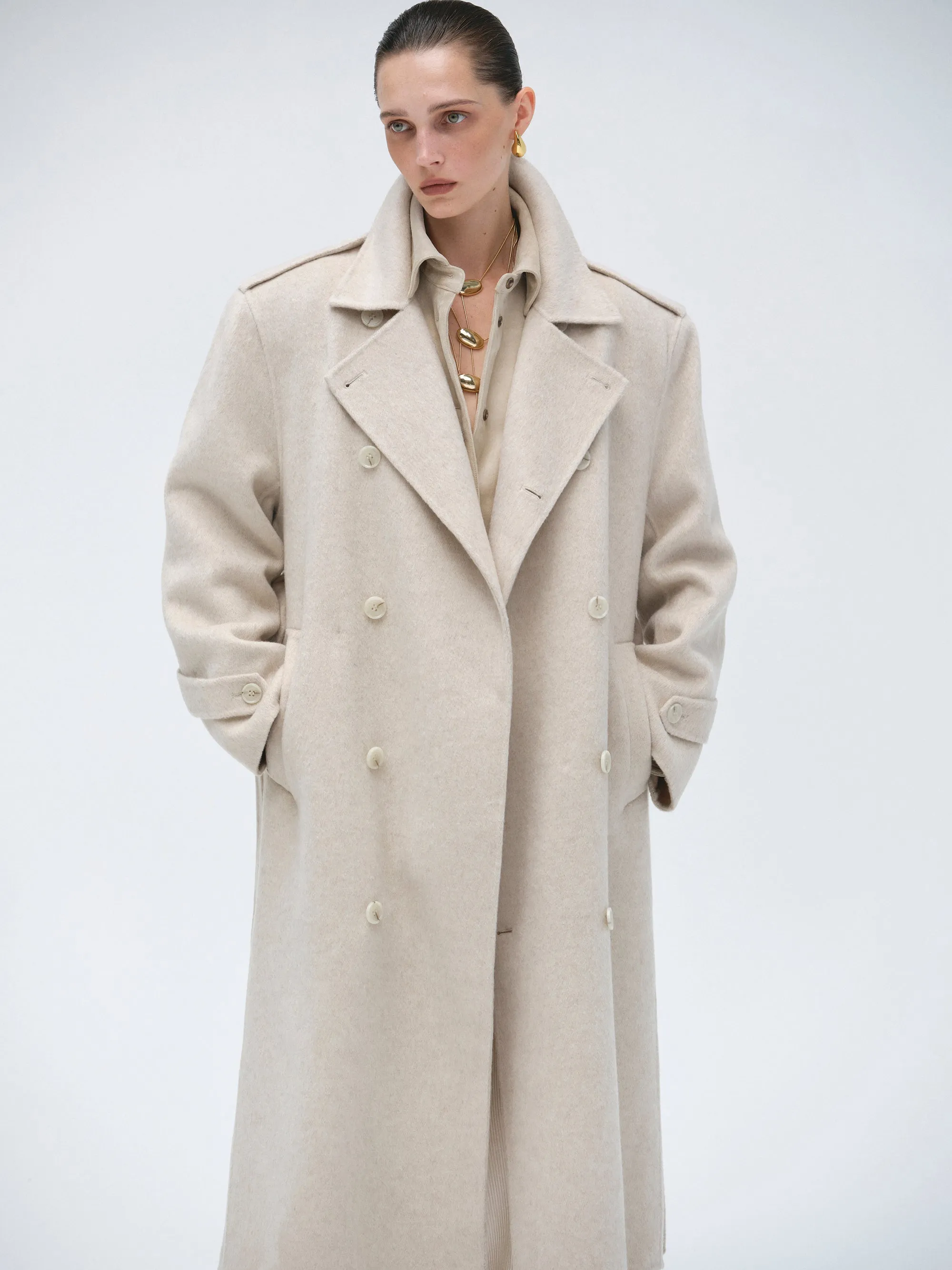 Oversized Wool Trench Coat, Birch sold by Source Unknown
