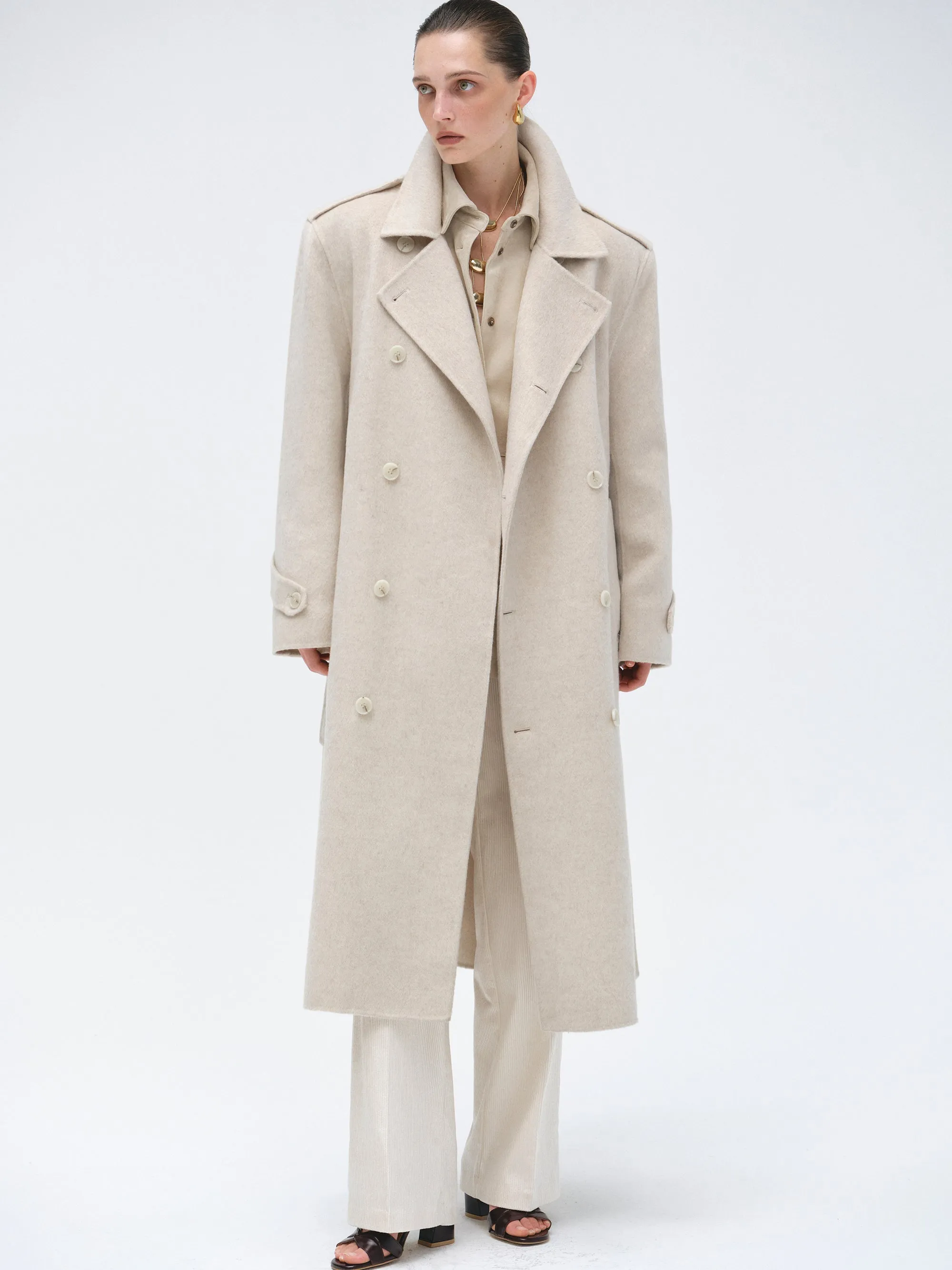 Oversized Wool Trench Coat, Birch sold by Source Unknown product image thumbnail 2