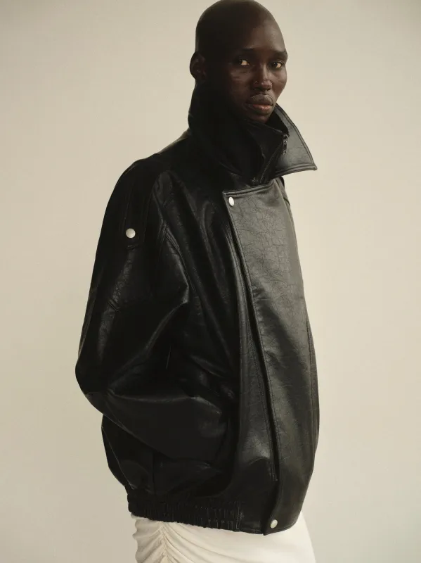 Double Lapel Biker Jacket, Black sold by Source Unknown
