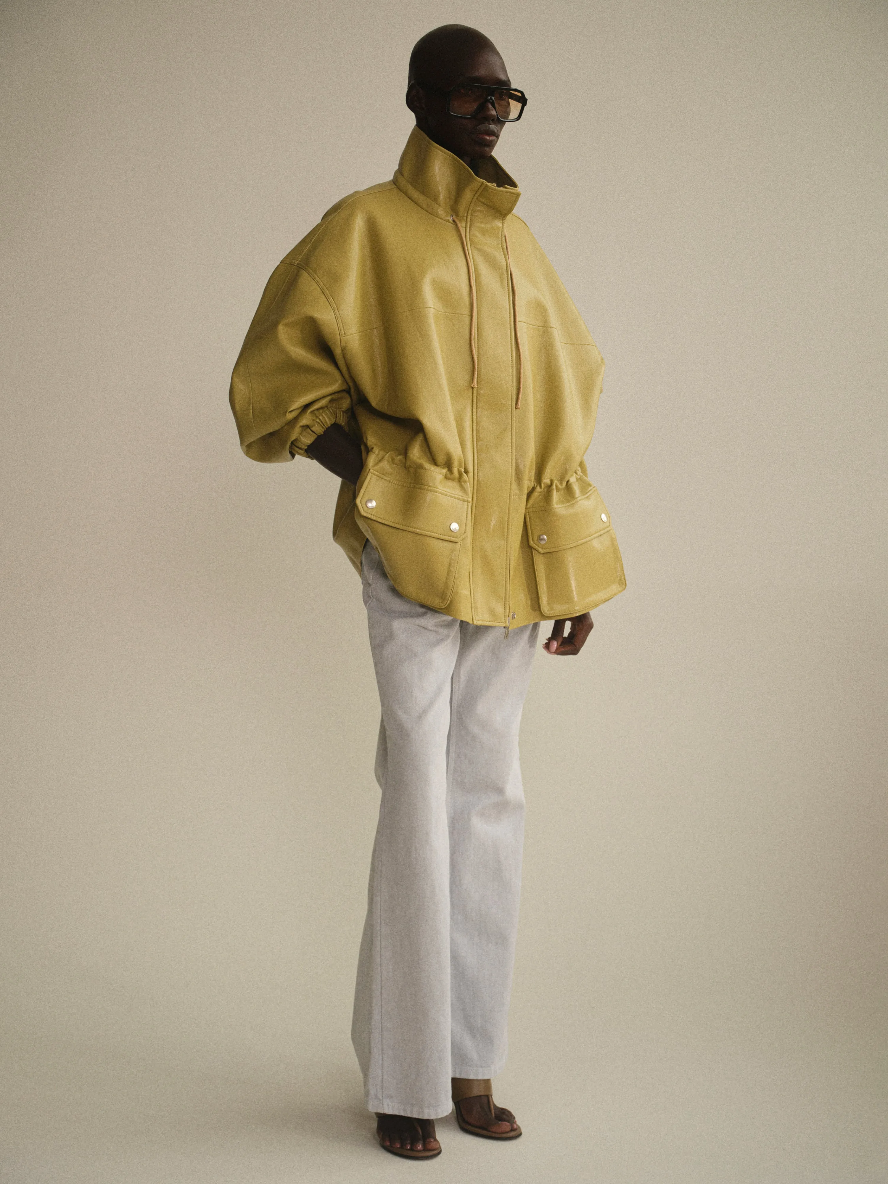 Faux-Leather Short Parka, Olive sold by Source Unknown product image thumbnail 2