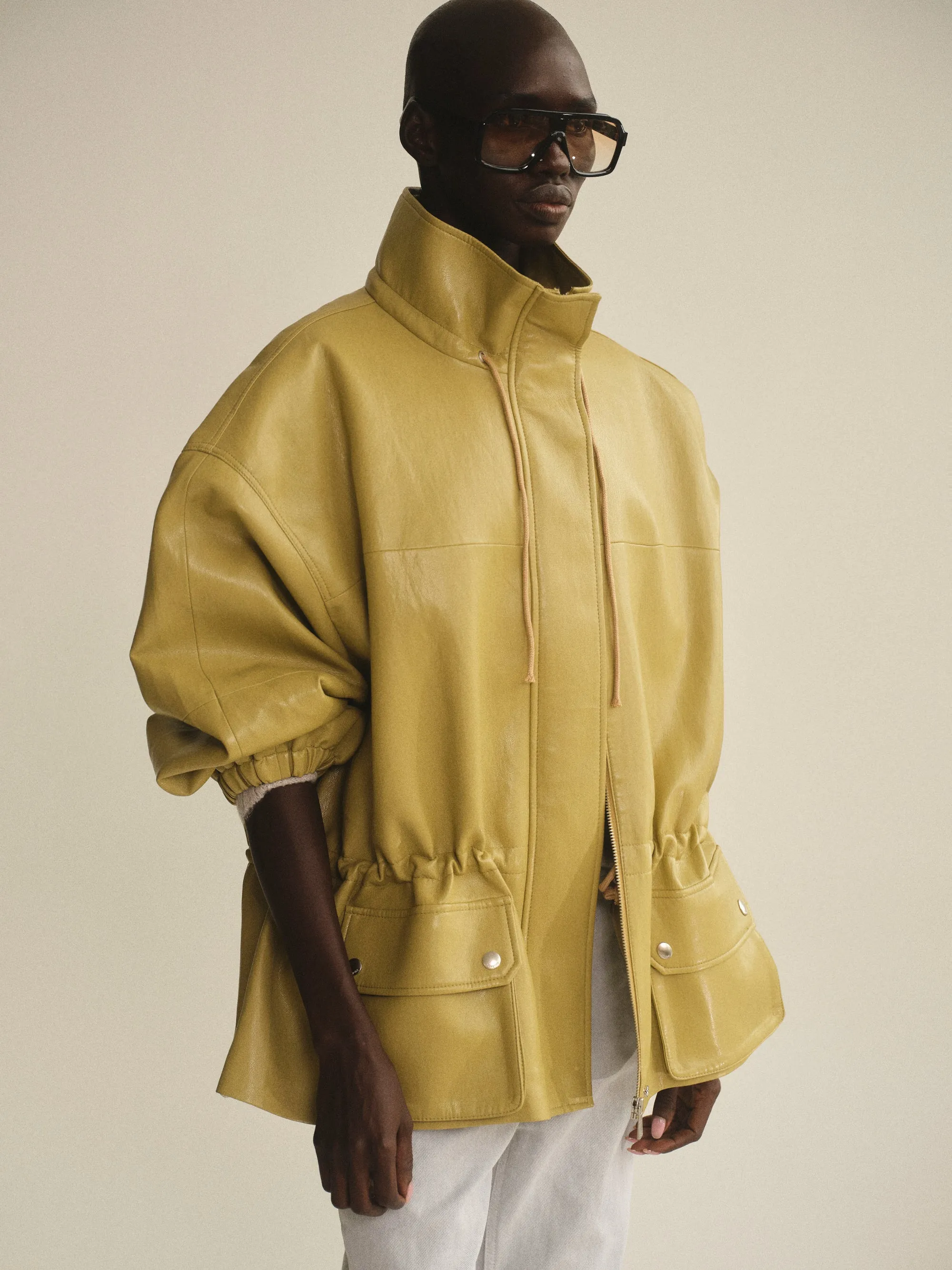 Faux-Leather Short Parka, Olive sold by Source Unknown product image thumbnail 4