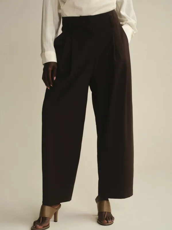 Wide Leg Pleated Trousers, Brown sold by Source Unknown