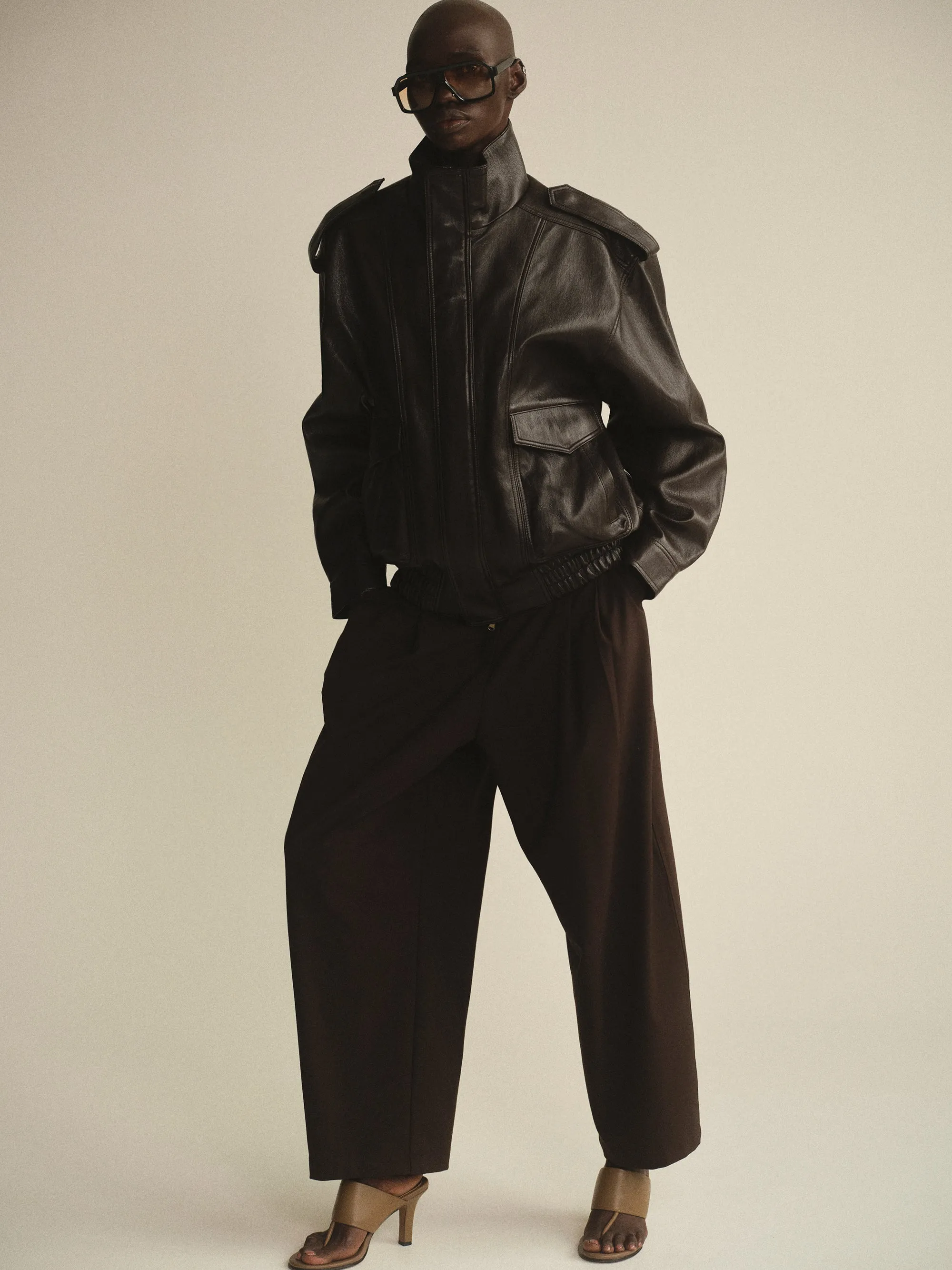 Faux-Leather Aviator Jacket, Brown sold by Source Unknown product image thumbnail 3