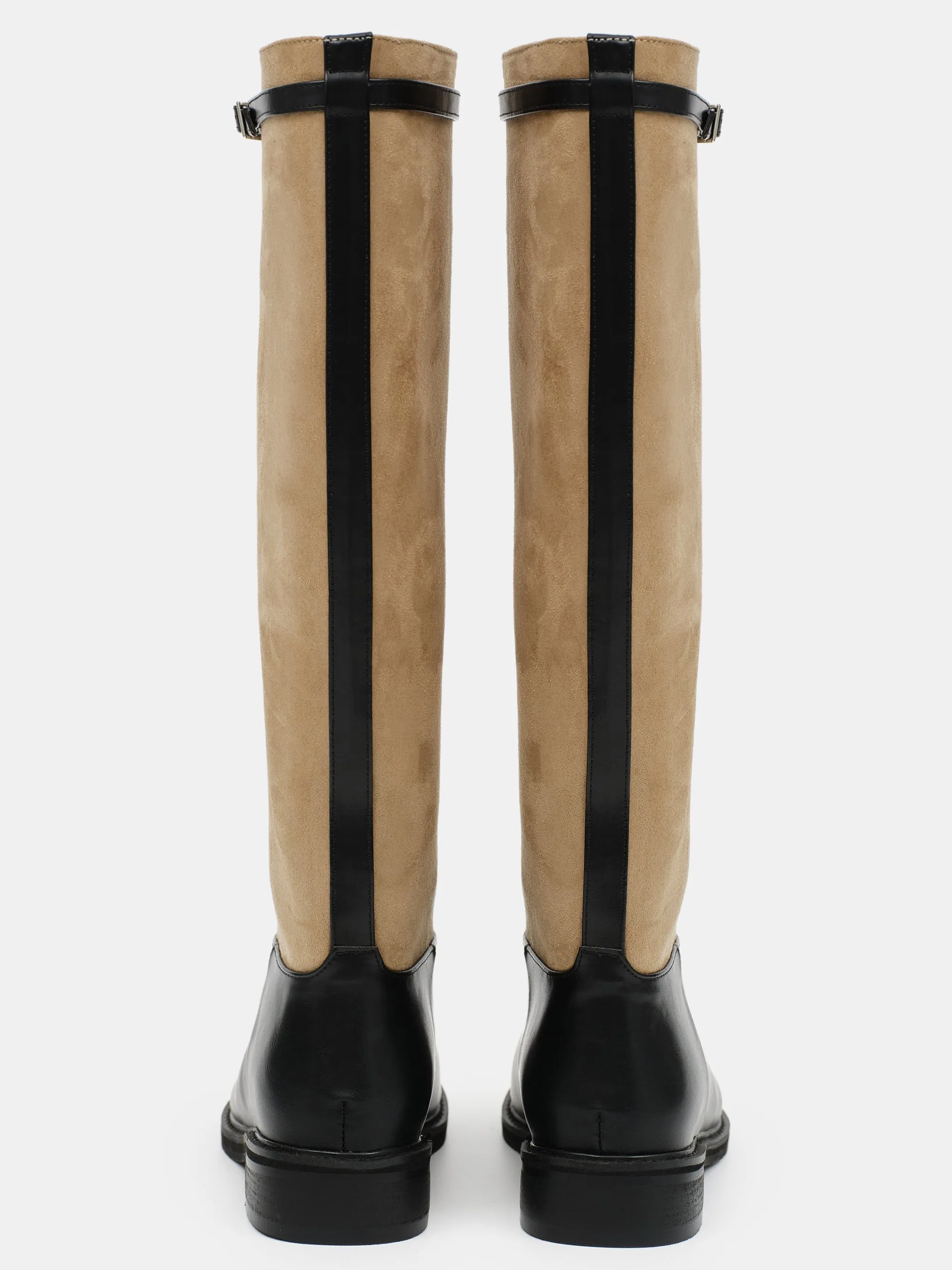 Suede Knee-High Buckle Boots, Beige sold by Source Unknown product image thumbnail 5