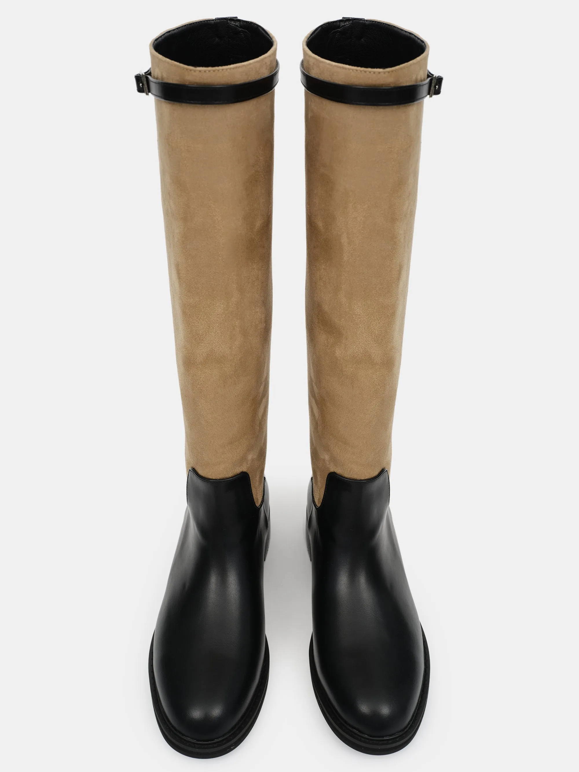Suede Knee-High Buckle Boots, Beige sold by Source Unknown product image thumbnail 4