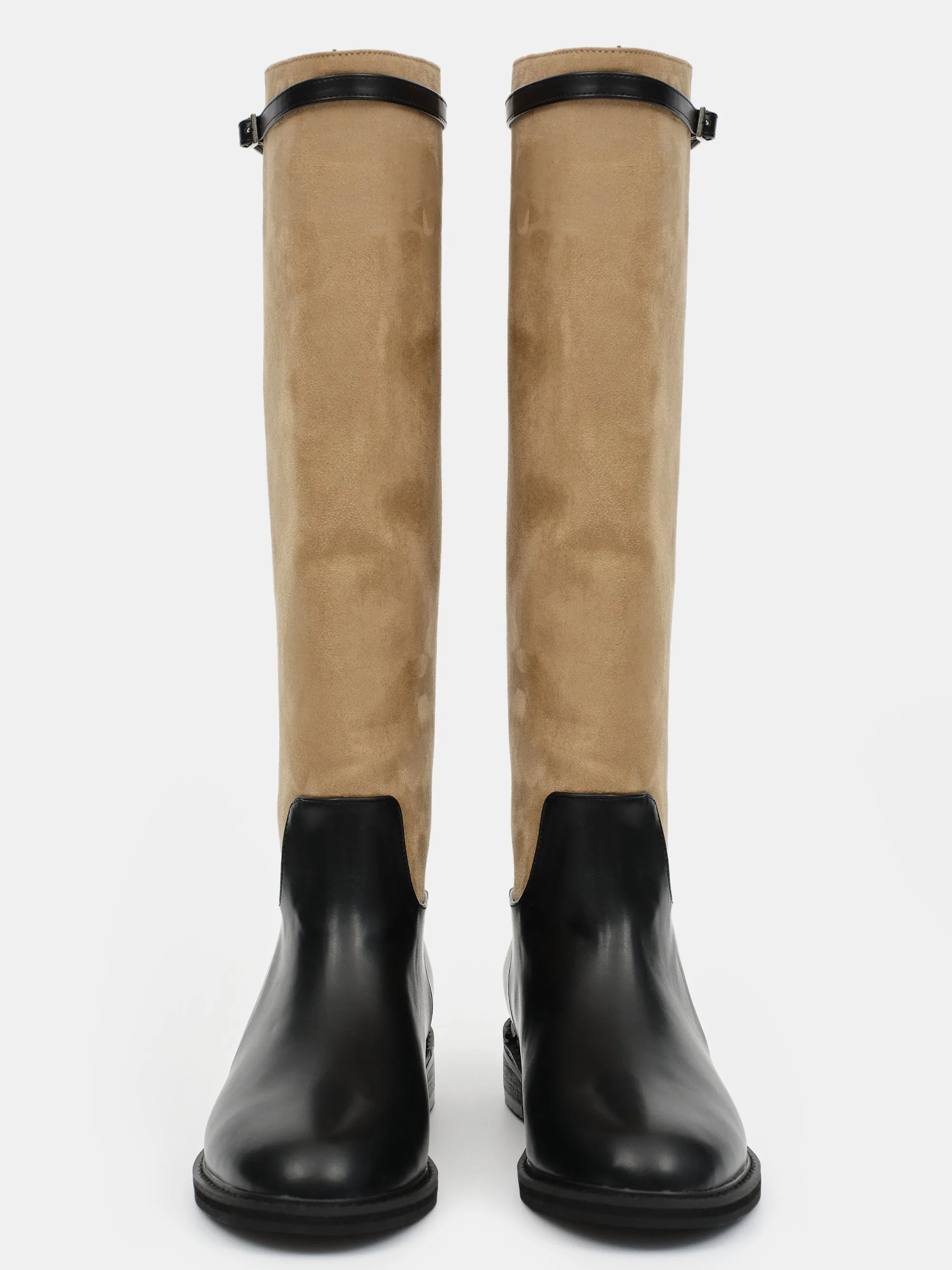 Suede Knee-High Buckle Boots, Beige sold by Source Unknown product image thumbnail 3