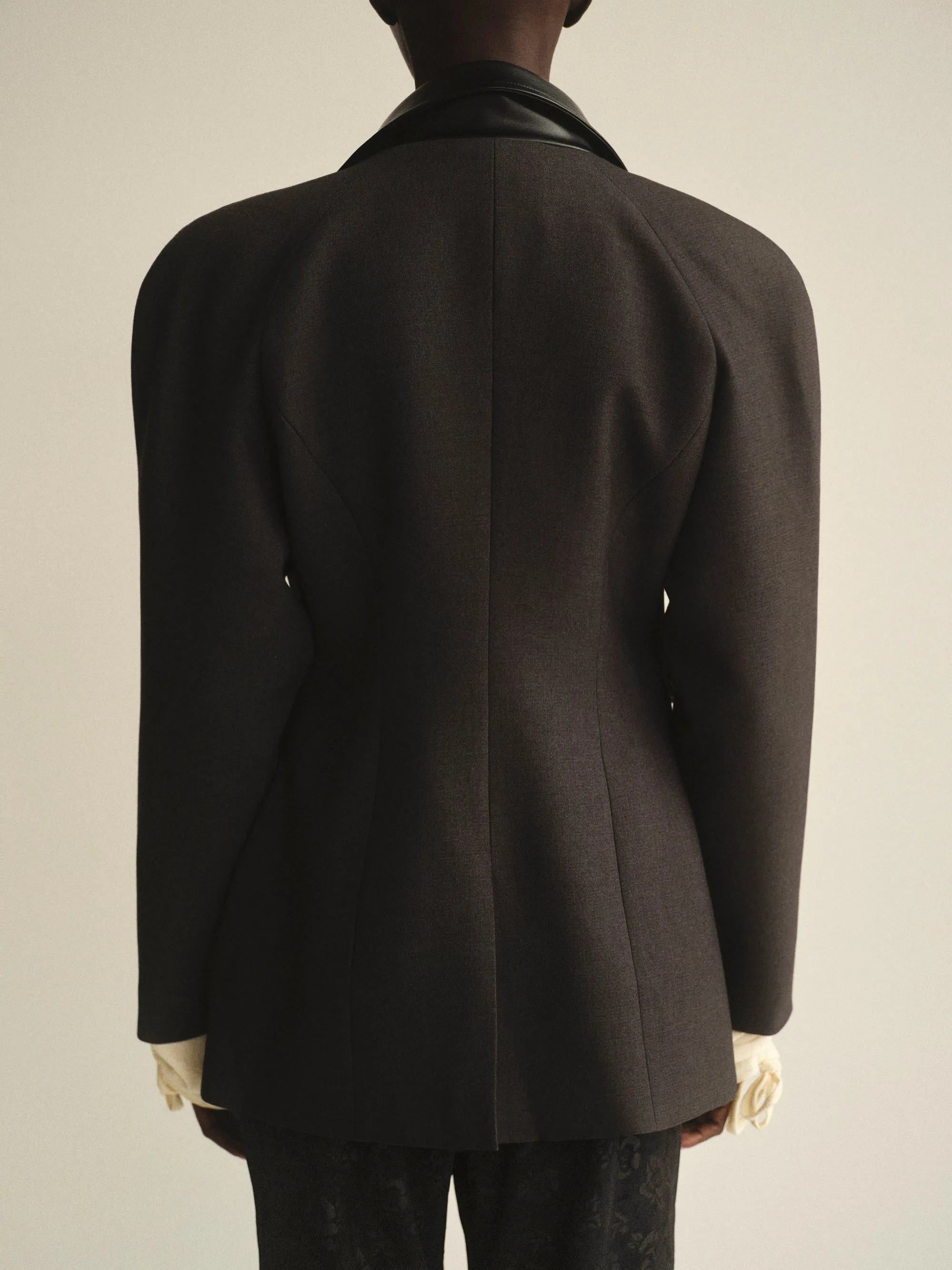 Faux-Leather Trim Blazer, Charcoal sold by Source Unknown product image thumbnail 5
