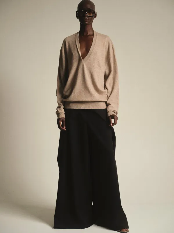 Half Twist V-Neck Pullover, Beige sold by Source Unknown